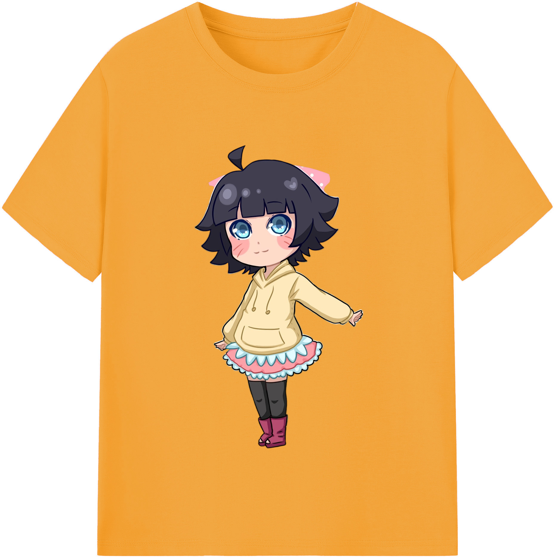 （画像用） NARUTO -ナルト- うずまき ヒマワリ Uzumaki Himawari 綿100％半袖Tシャツ（フロントプリント）
