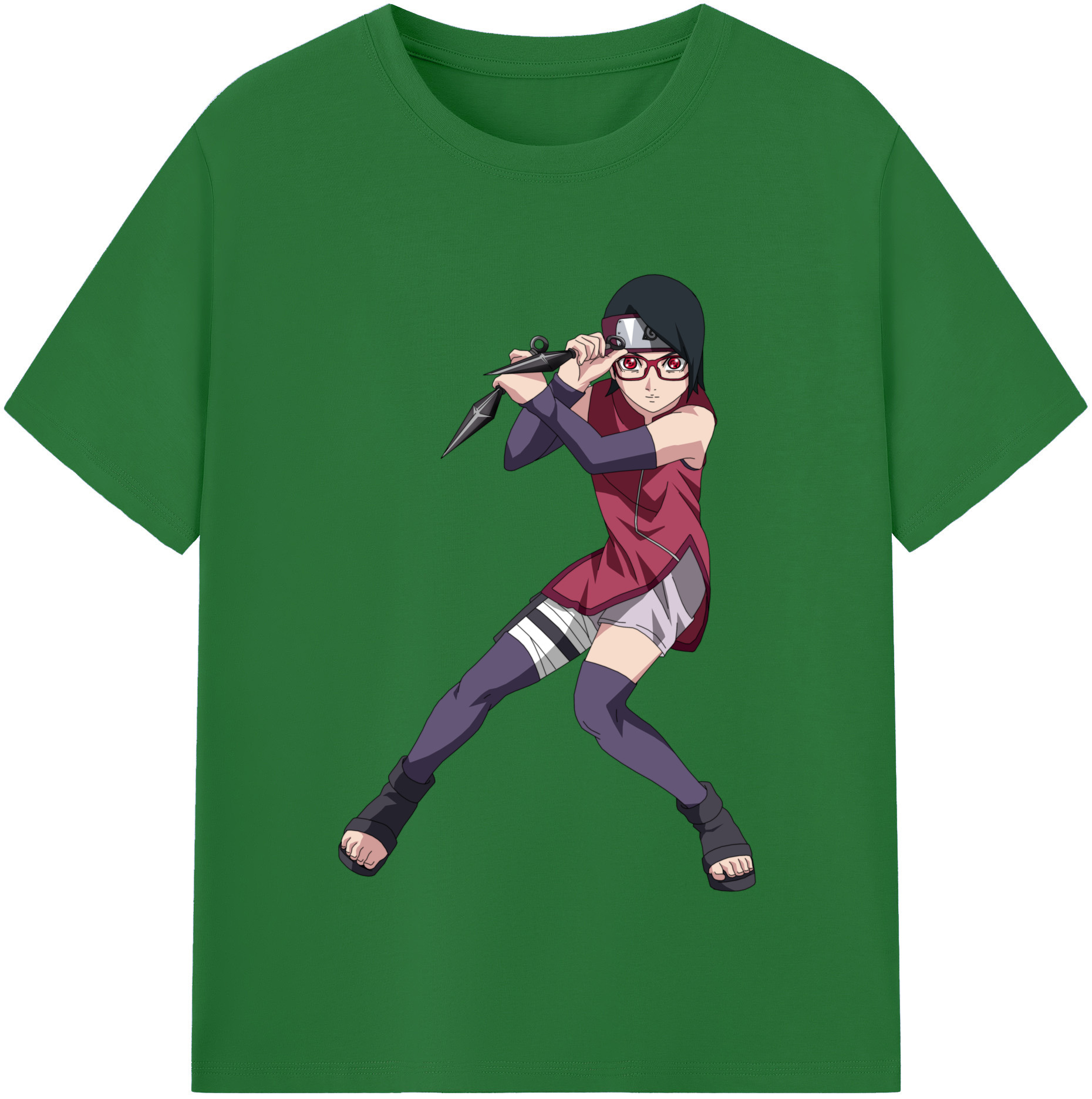 （画像用） NARUTO -ナルト- うちは サラダ Uchiha Sarada 綿100％半袖Tシャツ（フロントプリント）