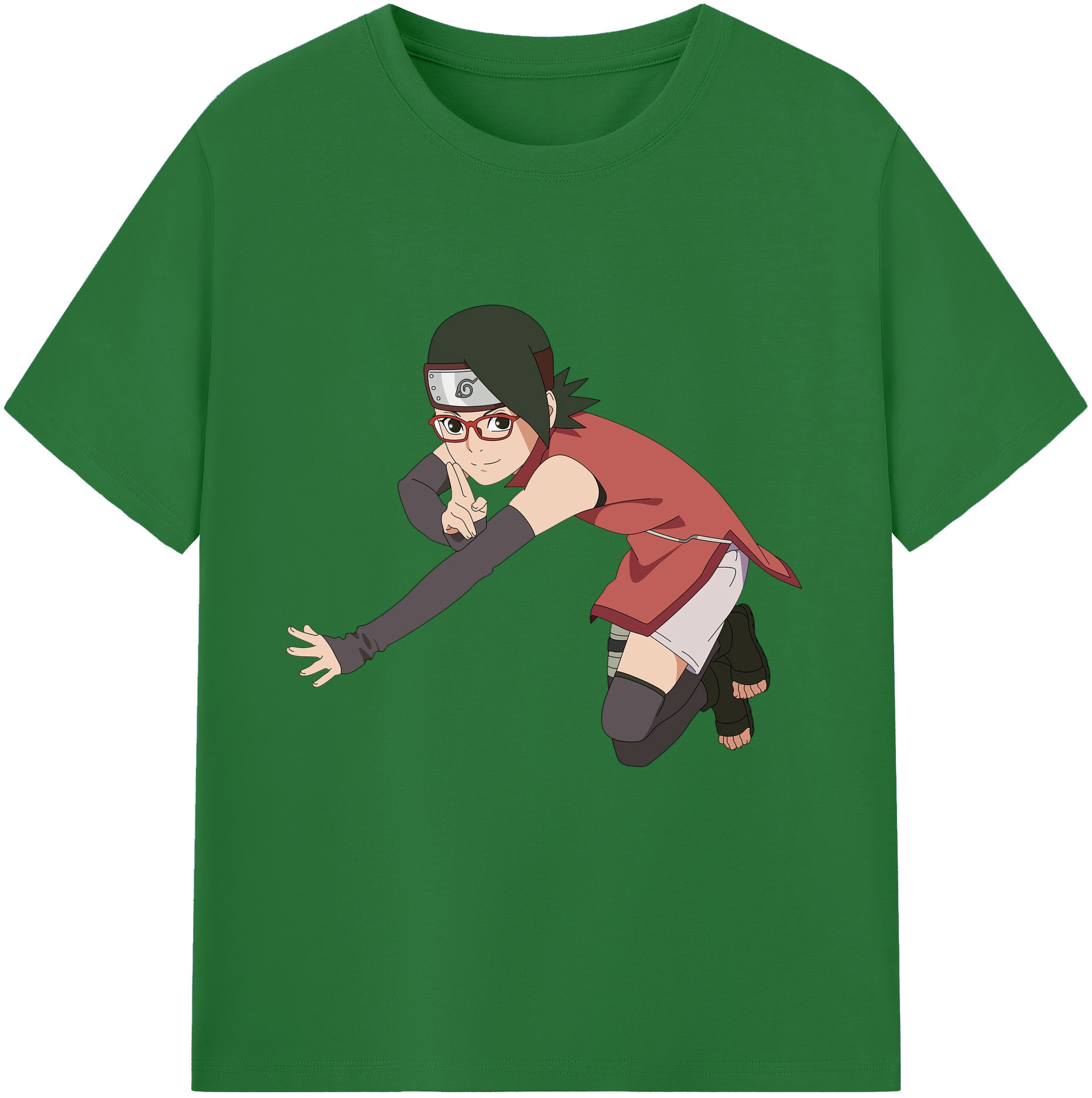 （画像用） NARUTO -ナルト- うちは サラダ Uchiha Sarada 綿100％半袖Tシャツ（フロントプリント）