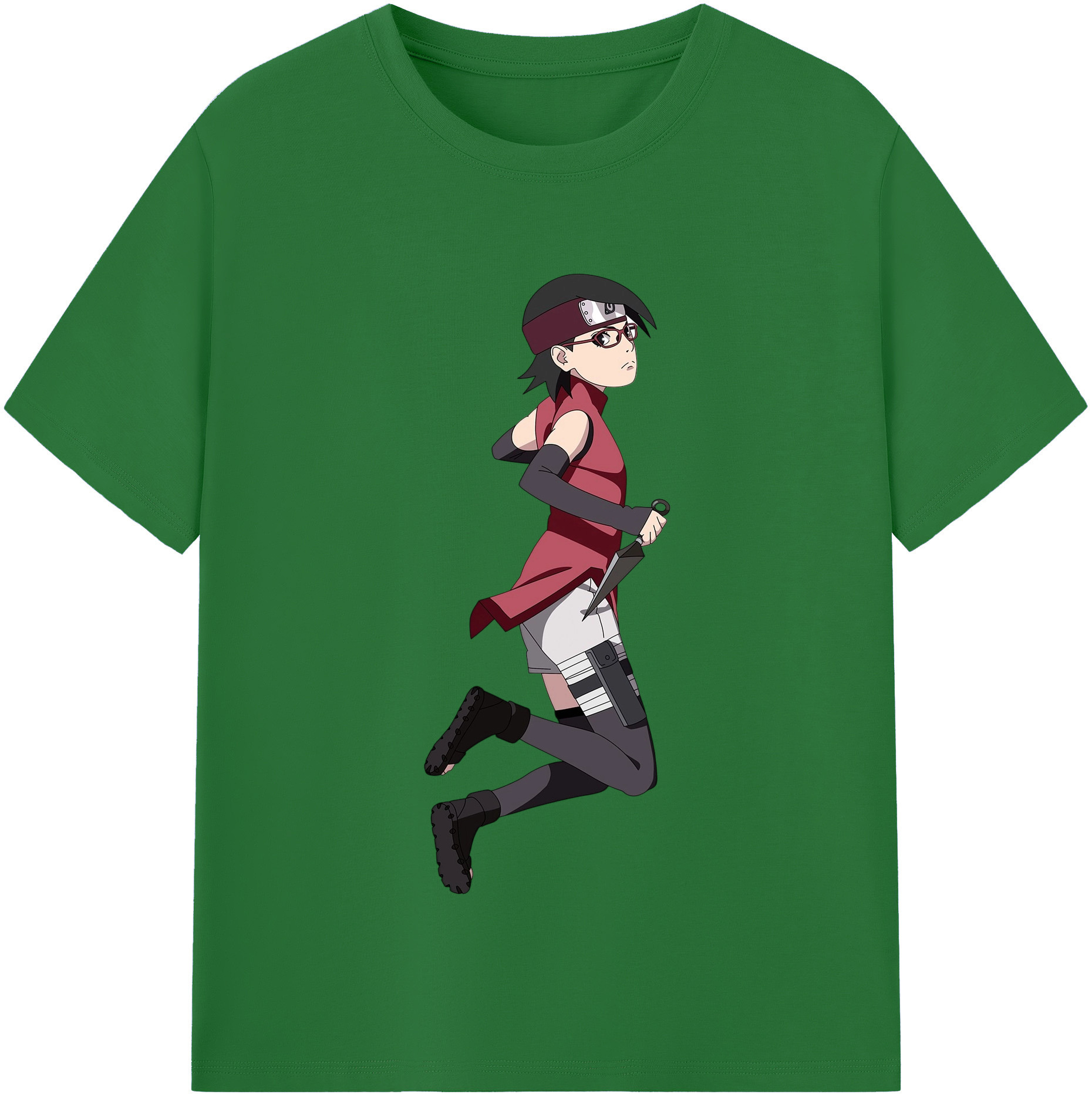 （画像用） NARUTO -ナルト- うちは サラダ Uchiha Sarada 綿100％半袖Tシャツ（フロントプリント）