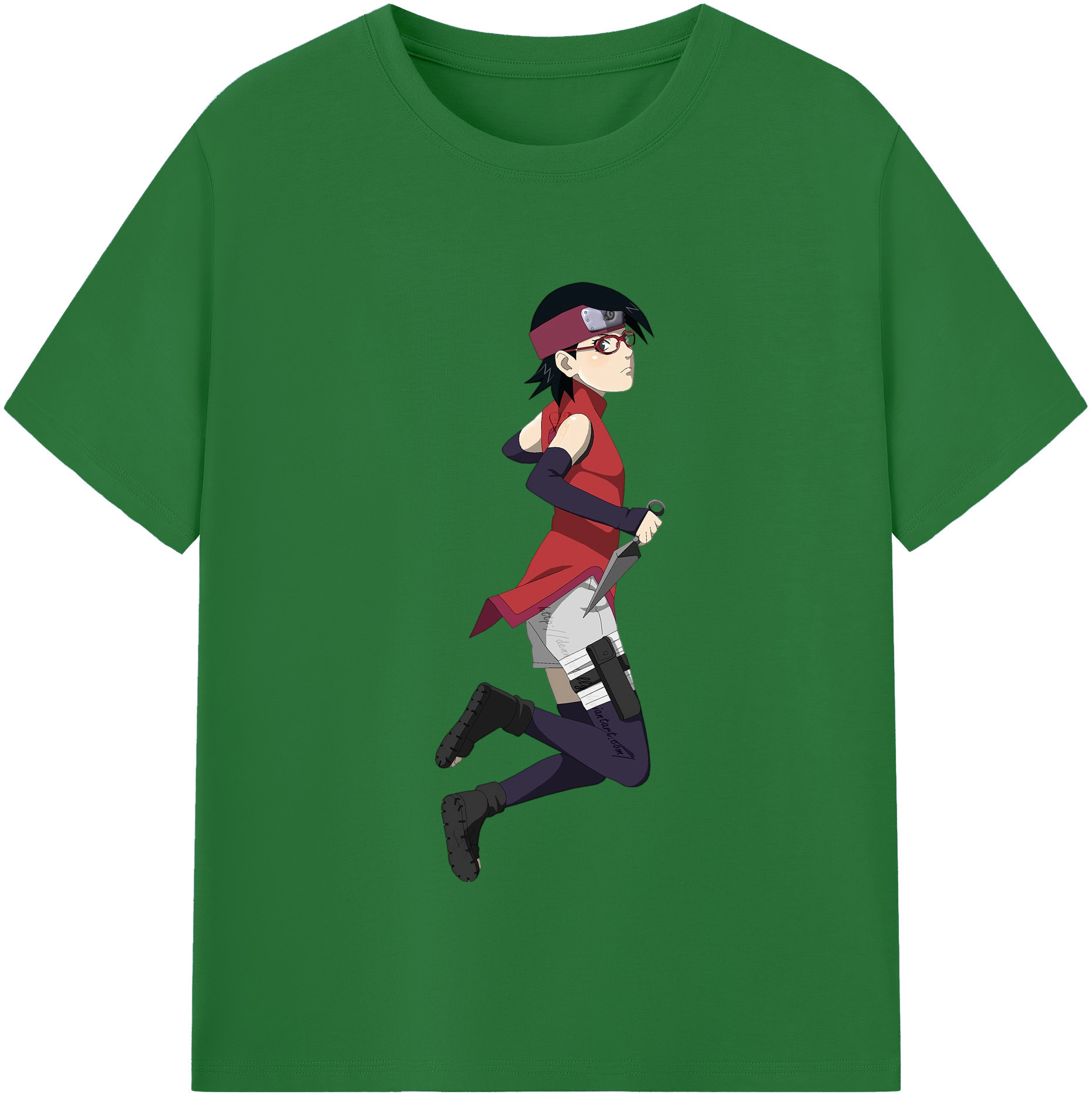 （画像用） NARUTO -ナルト- うちは サラダ Uchiha Sarada 綿100％半袖Tシャツ（フロントプリント）