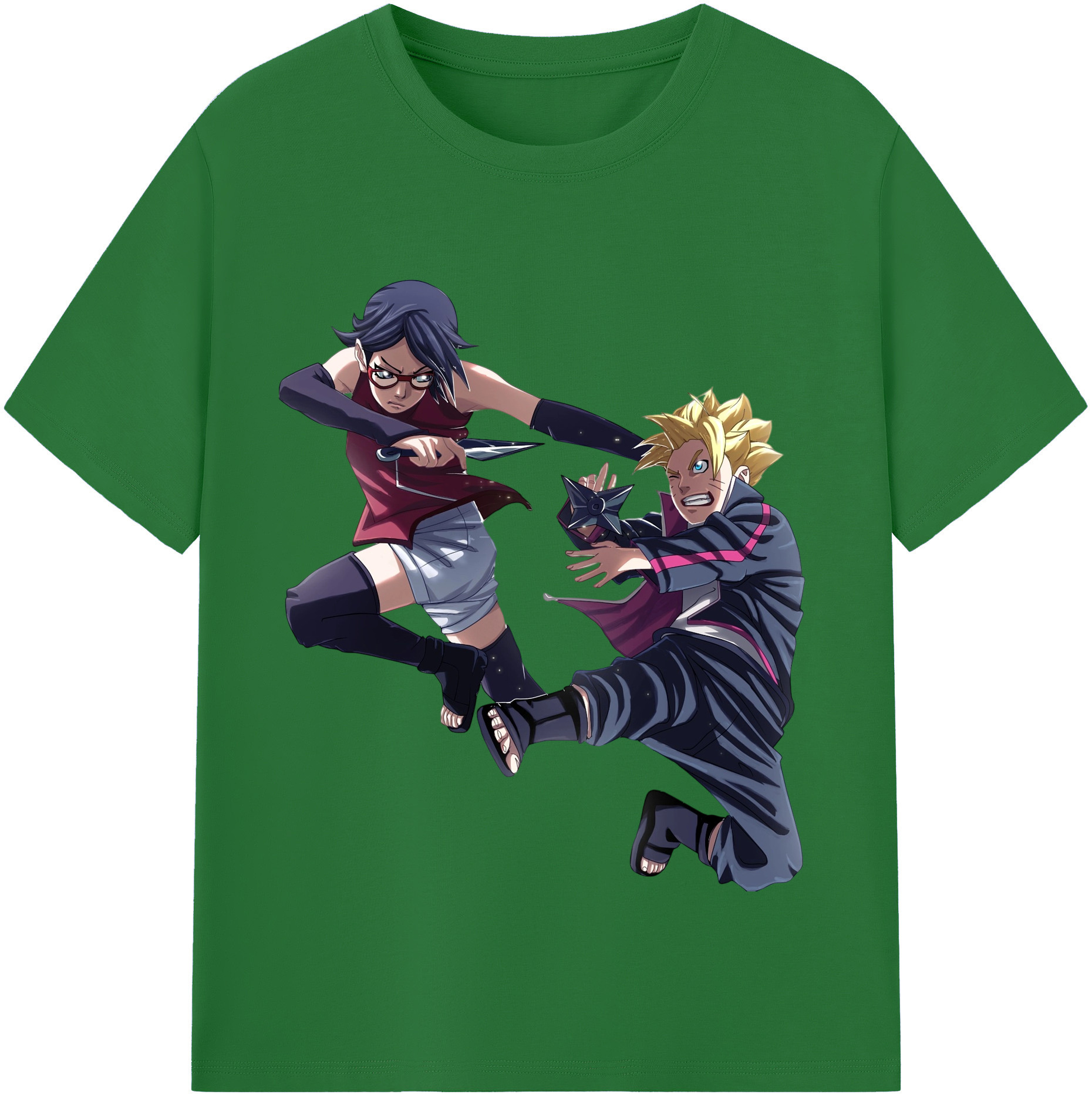 （画像用） NARUTO -ナルト- うちは サラダ Uchiha Sarada 綿100％半袖Tシャツ（フロントプリント）
