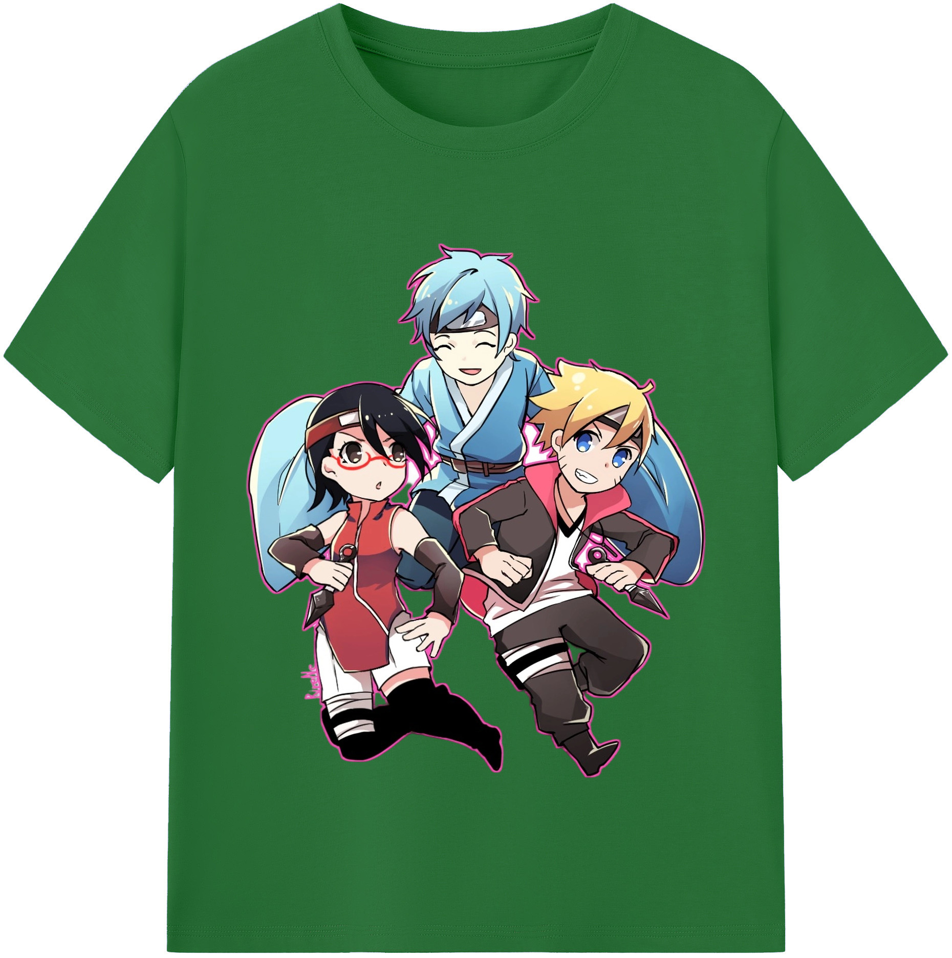 （画像用） NARUTO -ナルト- うちは サラダ Uchiha Sarada 綿100％半袖Tシャツ（フロントプリント）