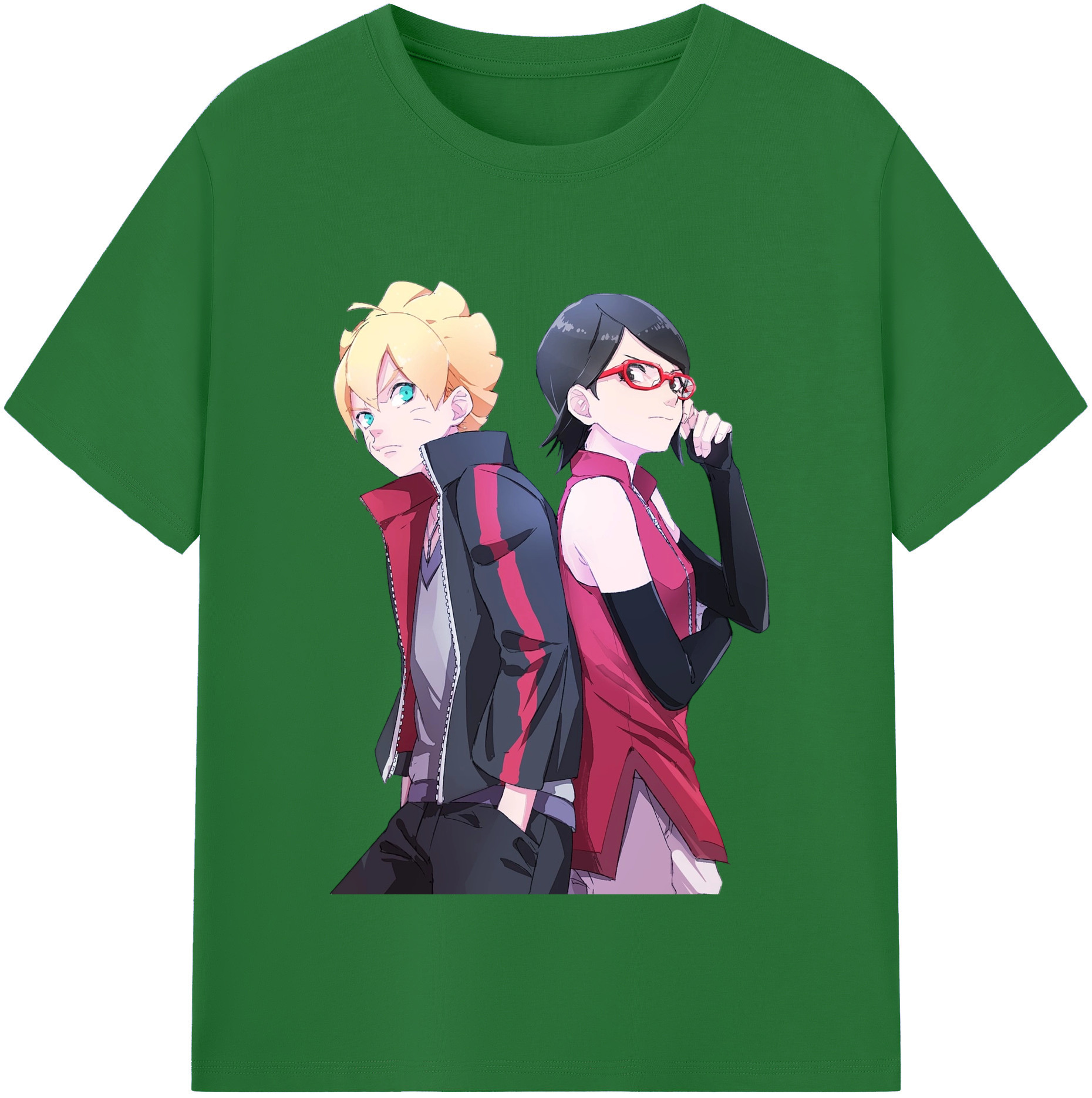 （画像用） NARUTO -ナルト- うちは サラダ Uchiha Sarada 綿100％半袖Tシャツ（フロントプリント）