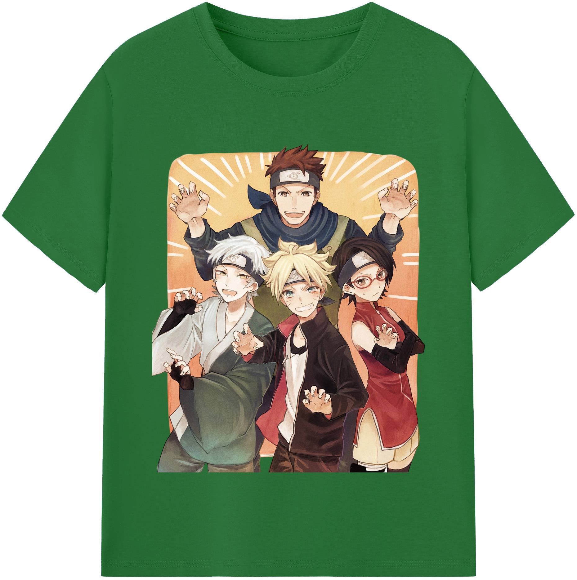 （画像用） NARUTO -ナルト- うちは サラダ Uchiha Sarada 綿100％半袖Tシャツ（フロントプリント）