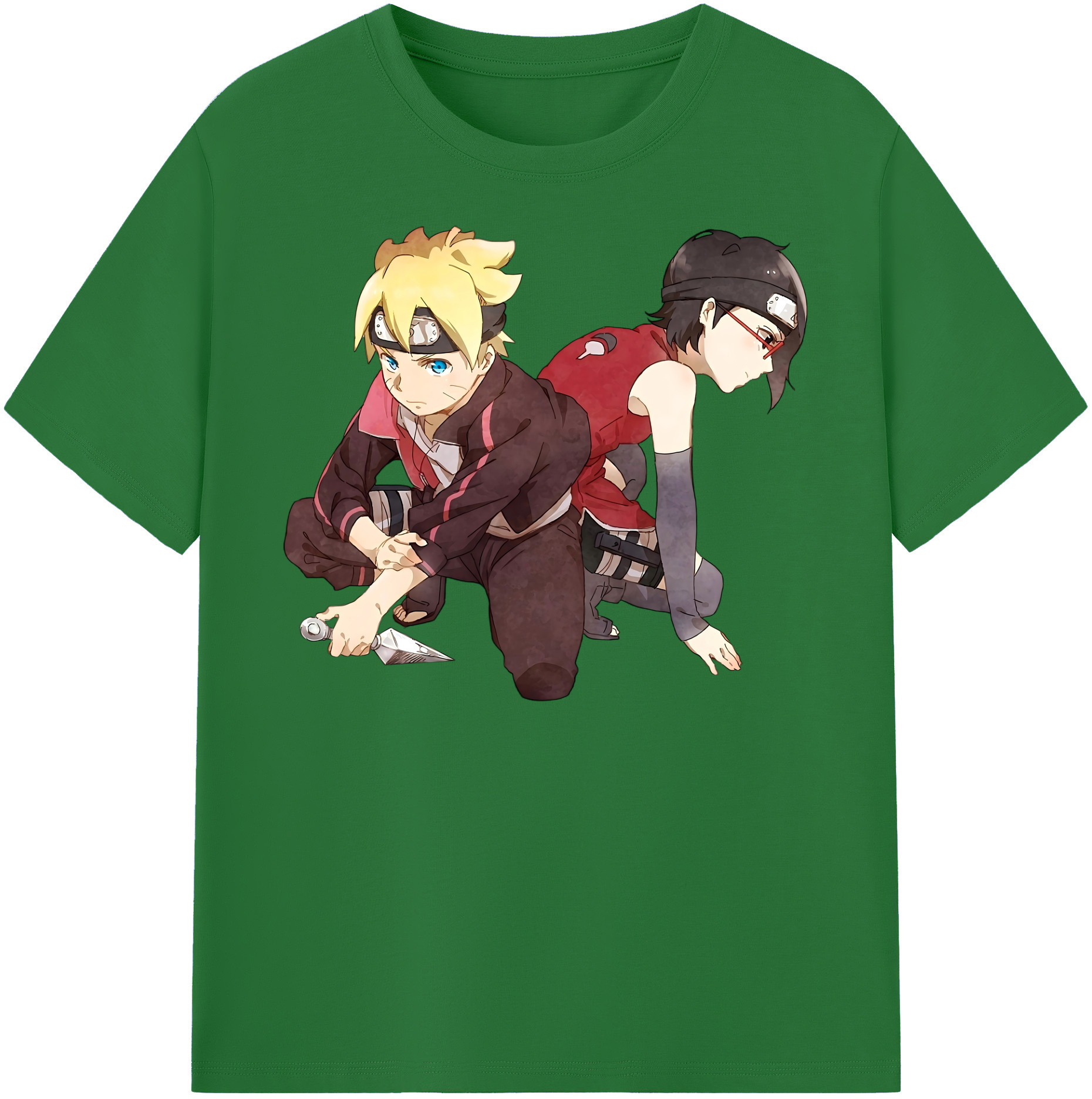 （画像用） NARUTO -ナルト- うちは サラダ Uchiha Sarada 綿100％半袖Tシャツ（フロントプリント）