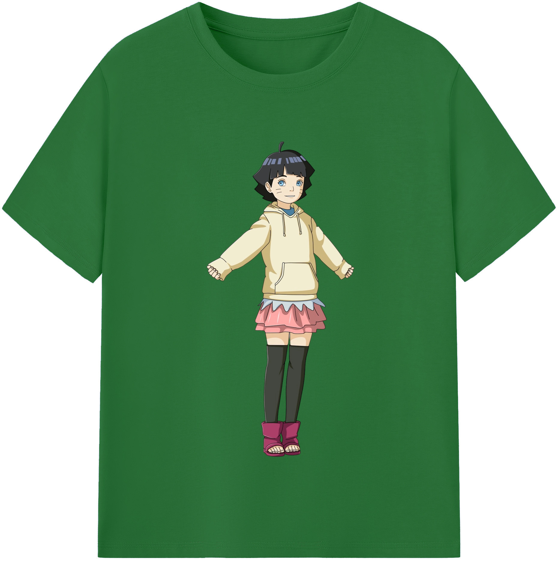 （画像用） NARUTO -ナルト- うずまき ヒマワリ Uzumaki Himawari 綿100％半袖Tシャツ（フロントプリント）