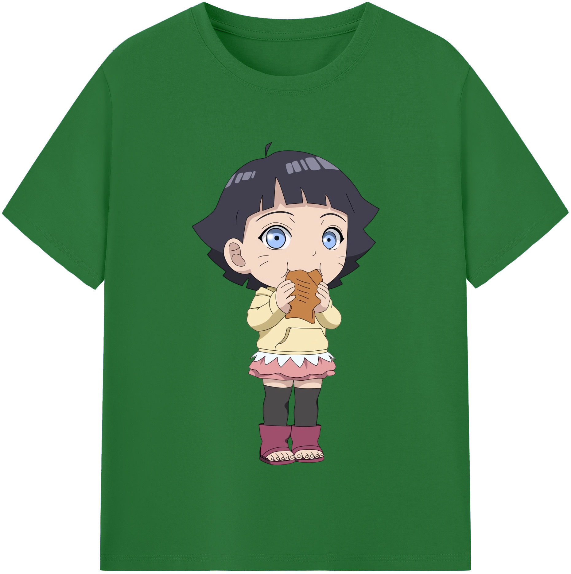 （画像用） NARUTO -ナルト- うずまき ヒマワリ Uzumaki Himawari 綿100％半袖Tシャツ（フロントプリント）