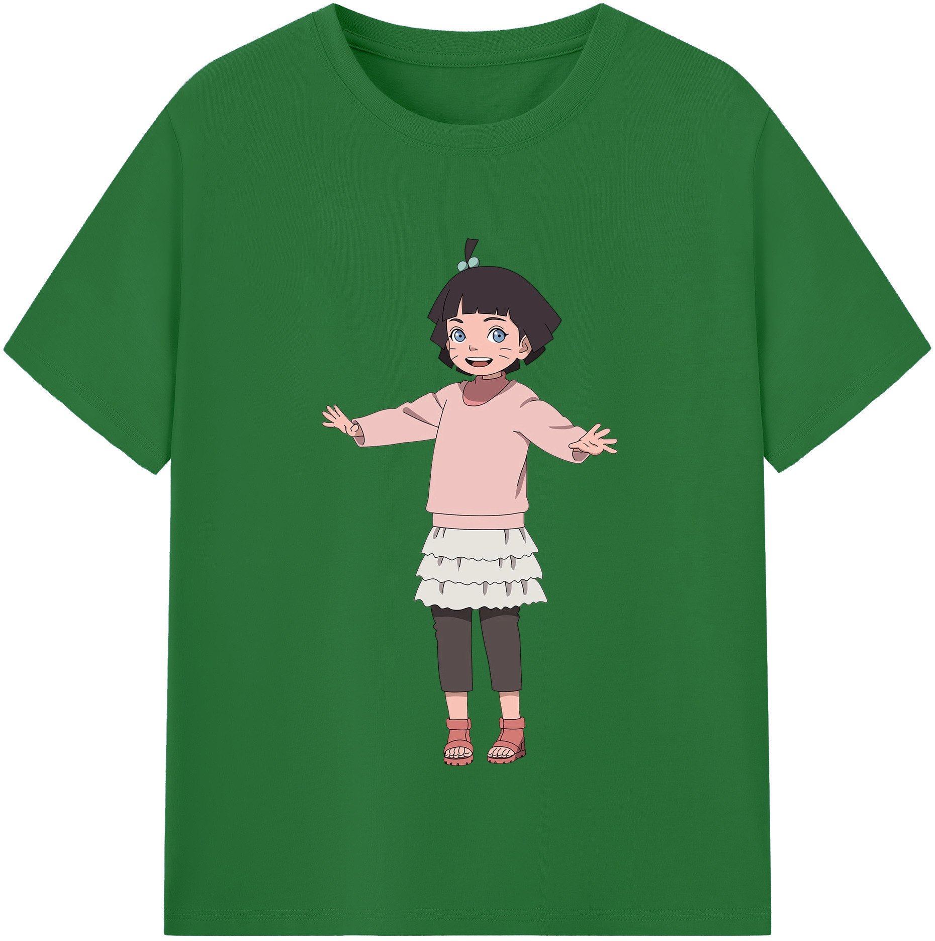 （画像用） NARUTO -ナルト- うずまき ヒマワリ Uzumaki Himawari 綿100％半袖Tシャツ（フロントプリント）