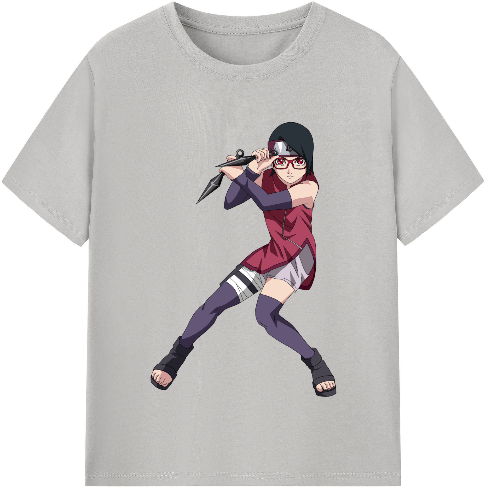 （画像用） NARUTO -ナルト- うちは サラダ Uchiha Sarada 綿100％半袖Tシャツ（フロントプリント）