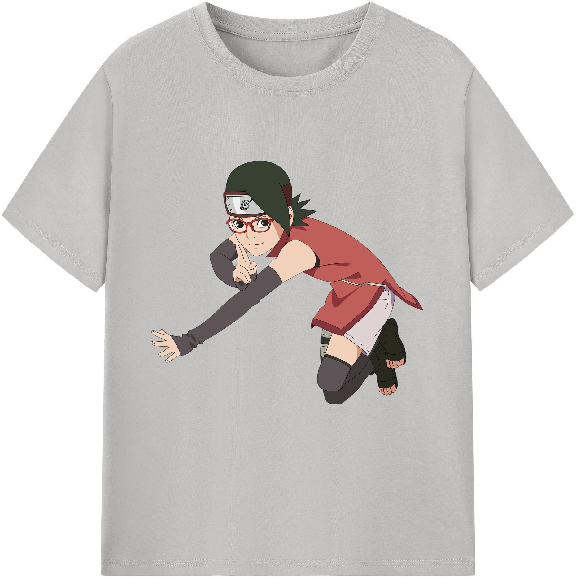 （画像用） NARUTO -ナルト- うちは サラダ Uchiha Sarada 綿100％半袖Tシャツ（フロントプリント）