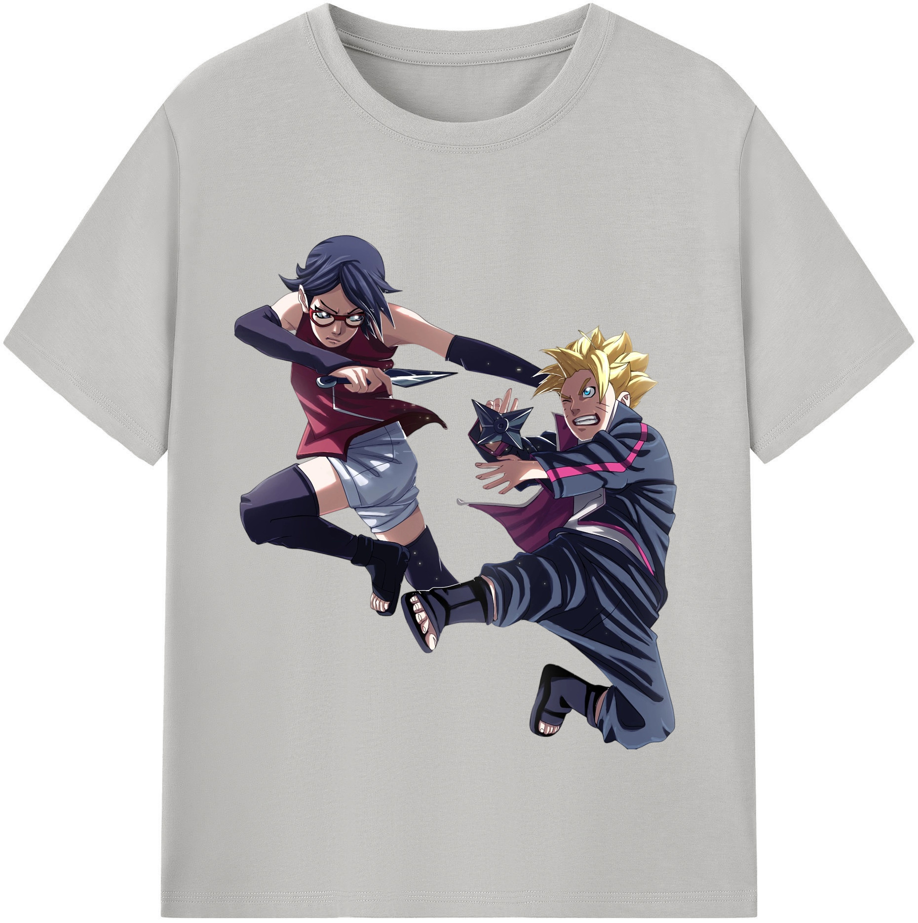 （画像用） NARUTO -ナルト- うちは サラダ Uchiha Sarada 綿100％半袖Tシャツ（フロントプリント）