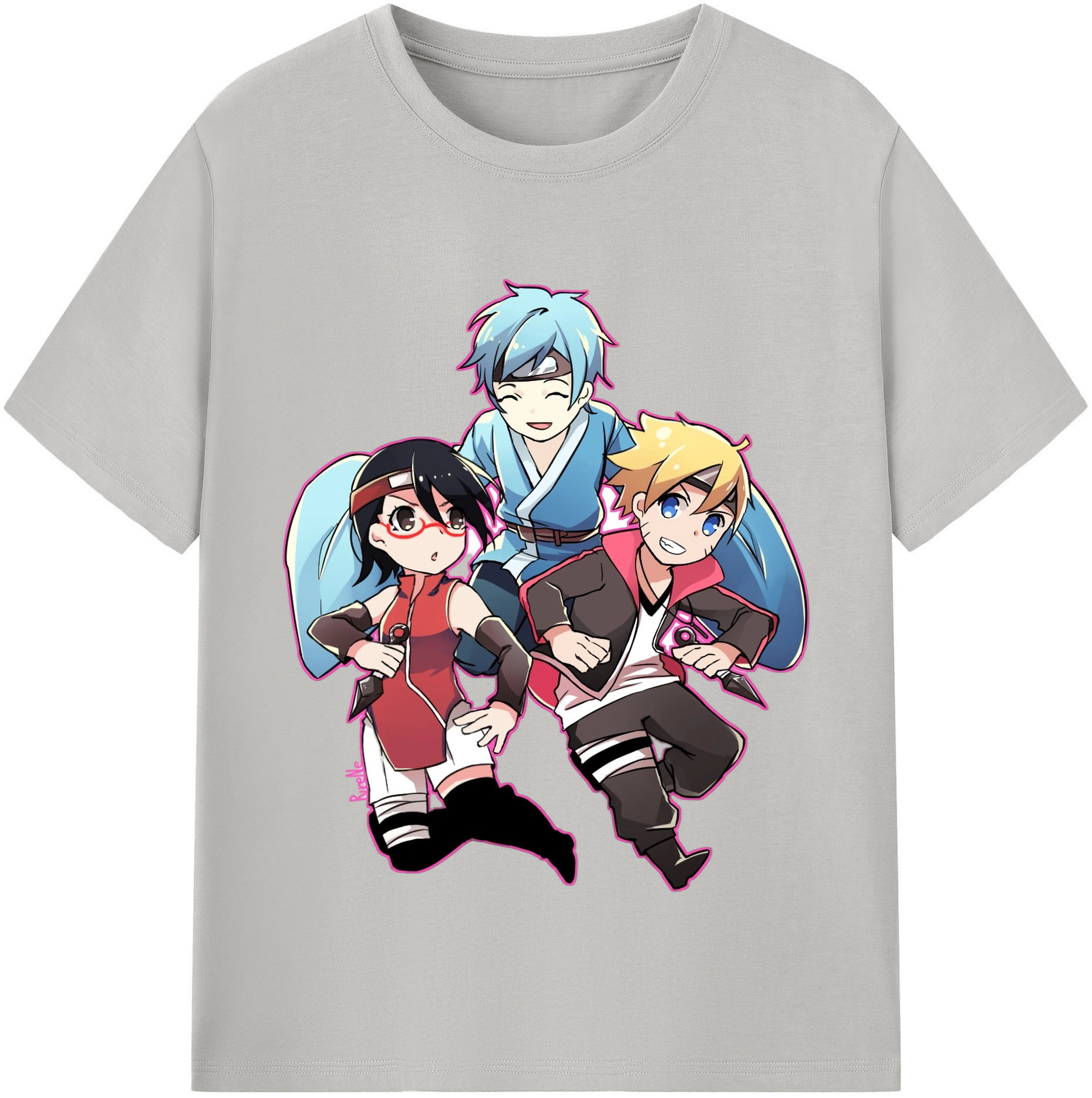 （画像用） NARUTO -ナルト- うちは サラダ Uchiha Sarada 綿100％半袖Tシャツ（フロントプリント）