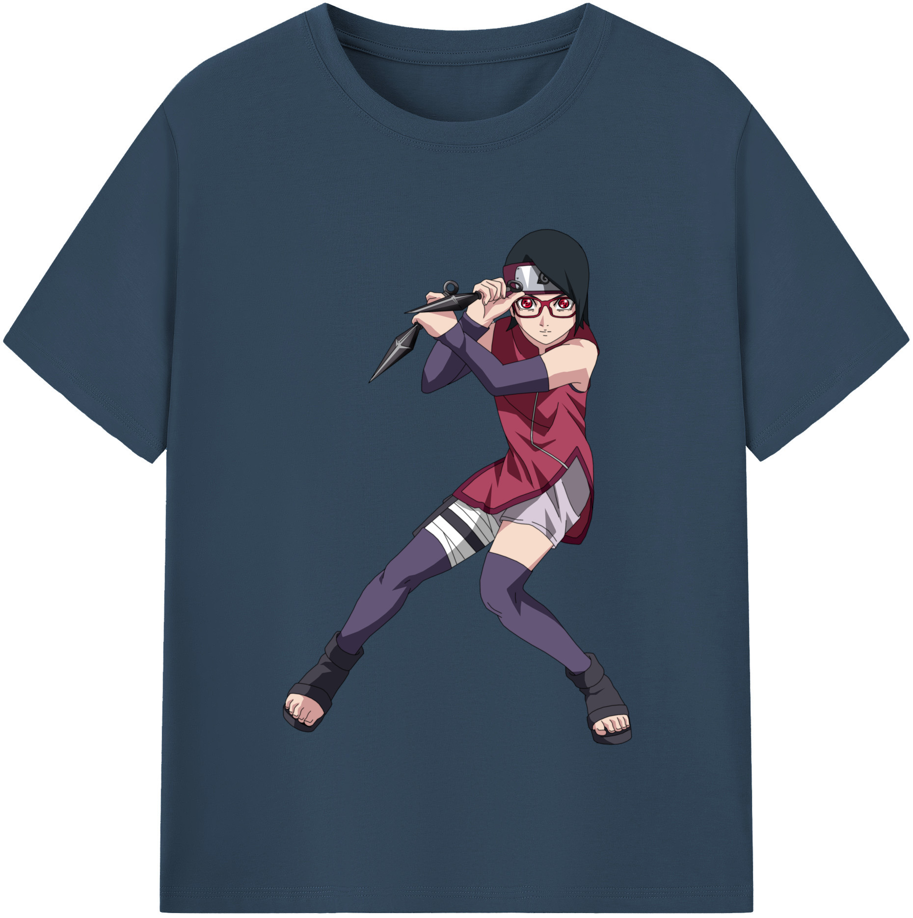 （画像用） NARUTO -ナルト- うちは サラダ Uchiha Sarada 綿100％半袖Tシャツ（フロントプリント）