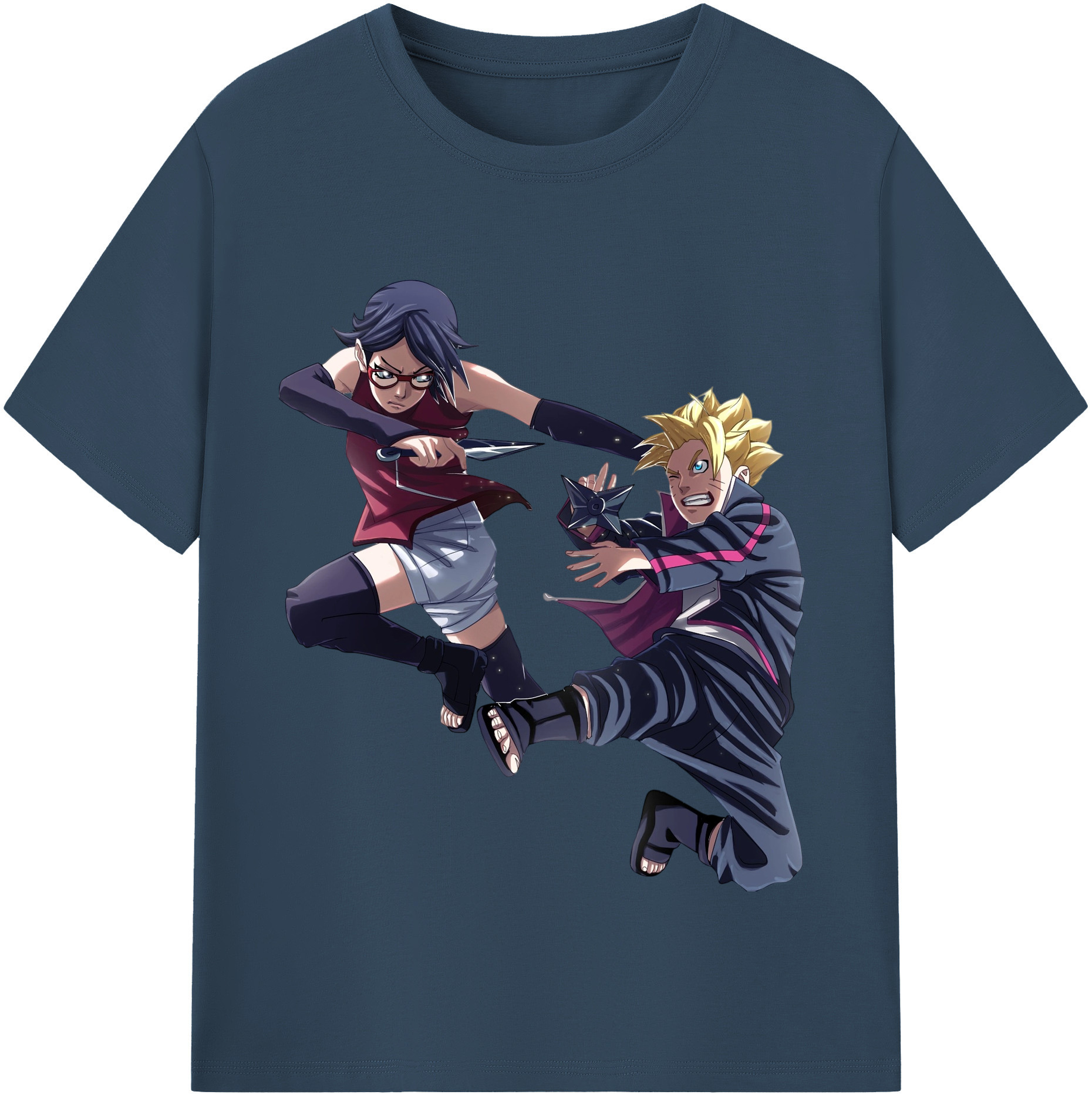 （画像用） NARUTO -ナルト- うちは サラダ Uchiha Sarada 綿100％半袖Tシャツ（フロントプリント）