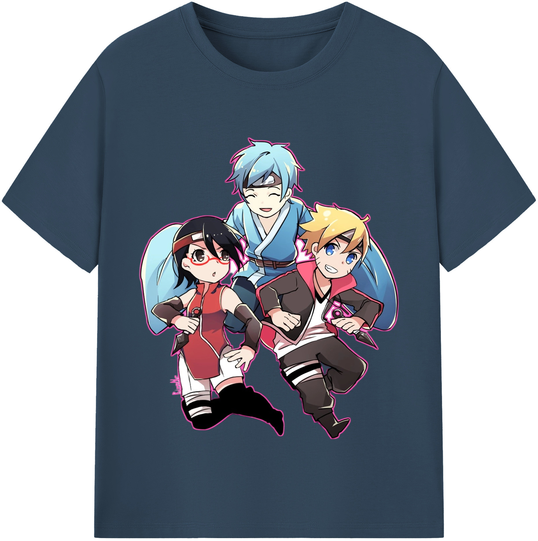 （画像用） NARUTO -ナルト- うちは サラダ Uchiha Sarada 綿100％半袖Tシャツ（フロントプリント）