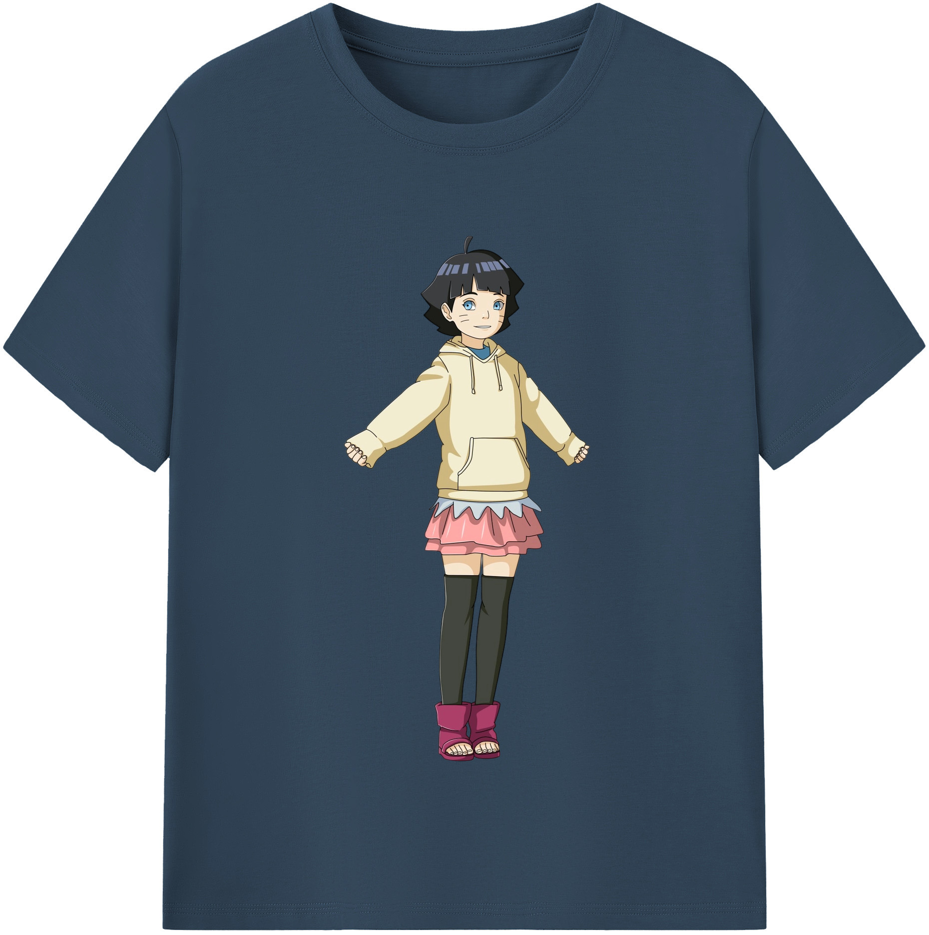 （画像用） NARUTO -ナルト- うずまき ヒマワリ Uzumaki Himawari 綿100％半袖Tシャツ（フロントプリント）