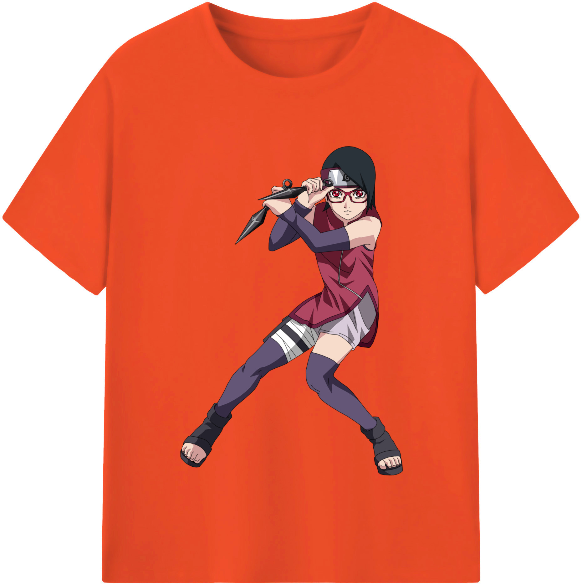 （画像用） NARUTO -ナルト- うちは サラダ Uchiha Sarada 綿100％半袖Tシャツ（フロントプリント）