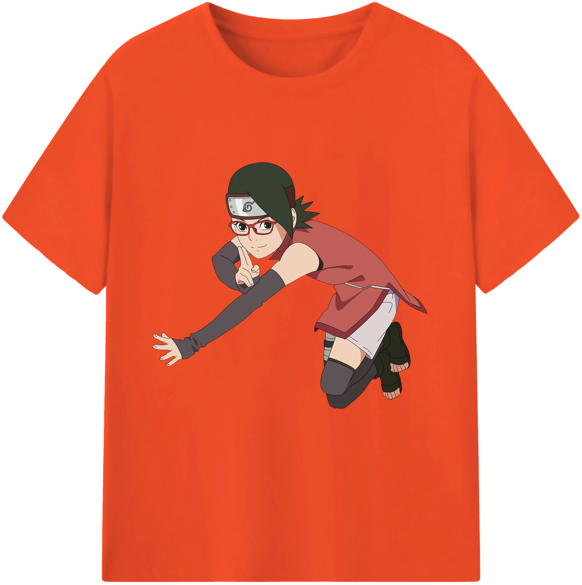 （画像用） NARUTO -ナルト- うちは サラダ Uchiha Sarada 綿100％半袖Tシャツ（フロントプリント）
