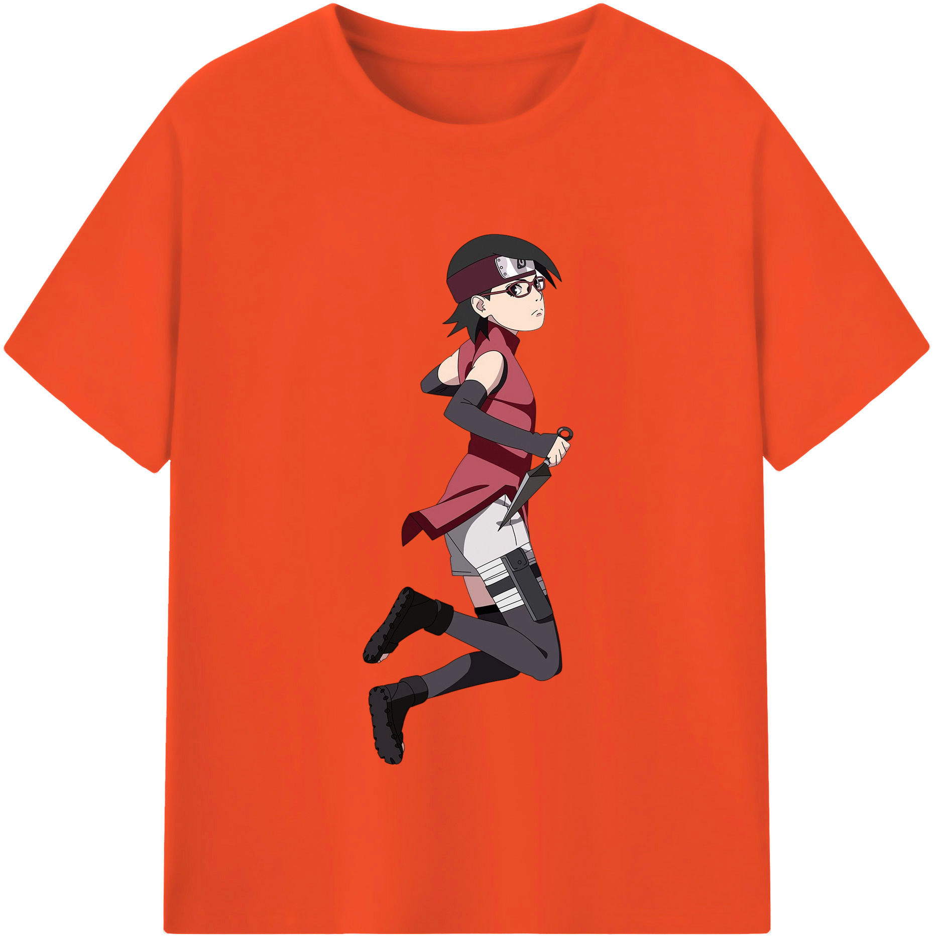 （画像用） NARUTO -ナルト- うちは サラダ Uchiha Sarada 綿100％半袖Tシャツ（フロントプリント）