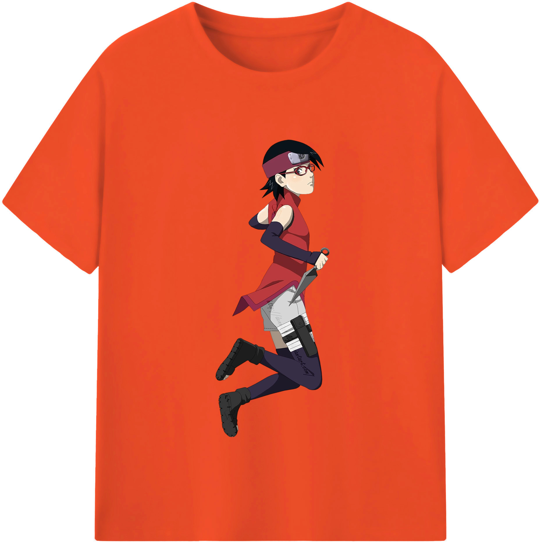 （画像用） NARUTO -ナルト- うちは サラダ Uchiha Sarada 綿100％半袖Tシャツ（フロントプリント）