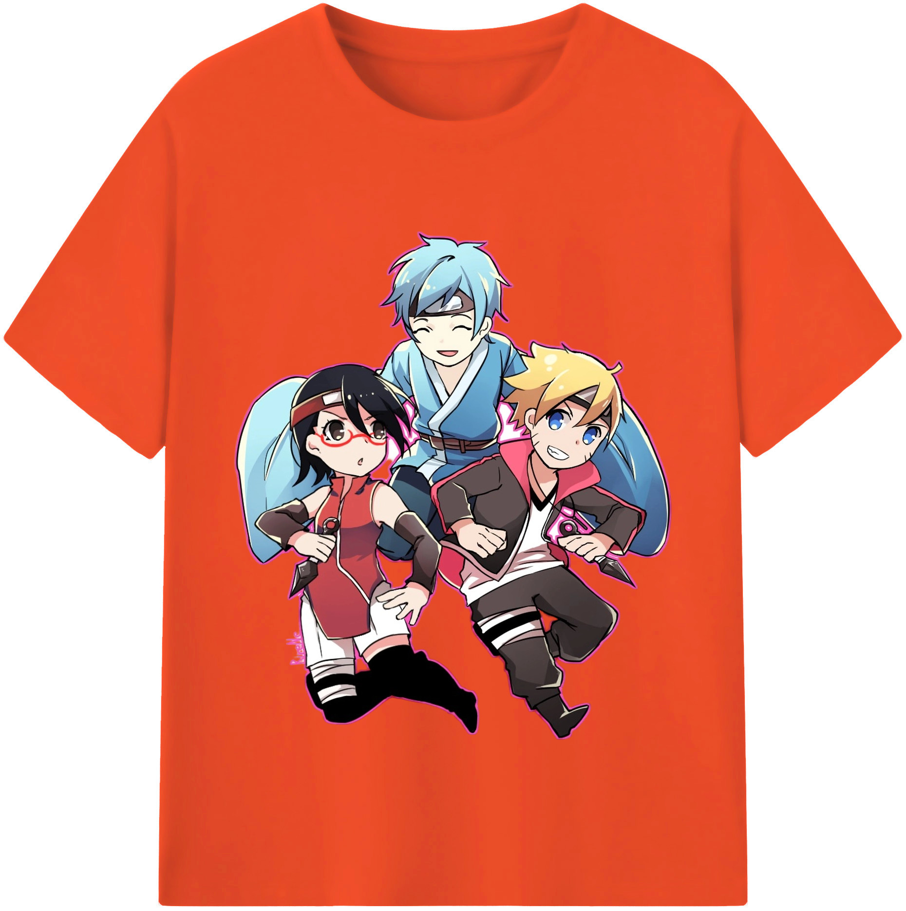 （画像用） NARUTO -ナルト- うちは サラダ Uchiha Sarada 綿100％半袖Tシャツ（フロントプリント）