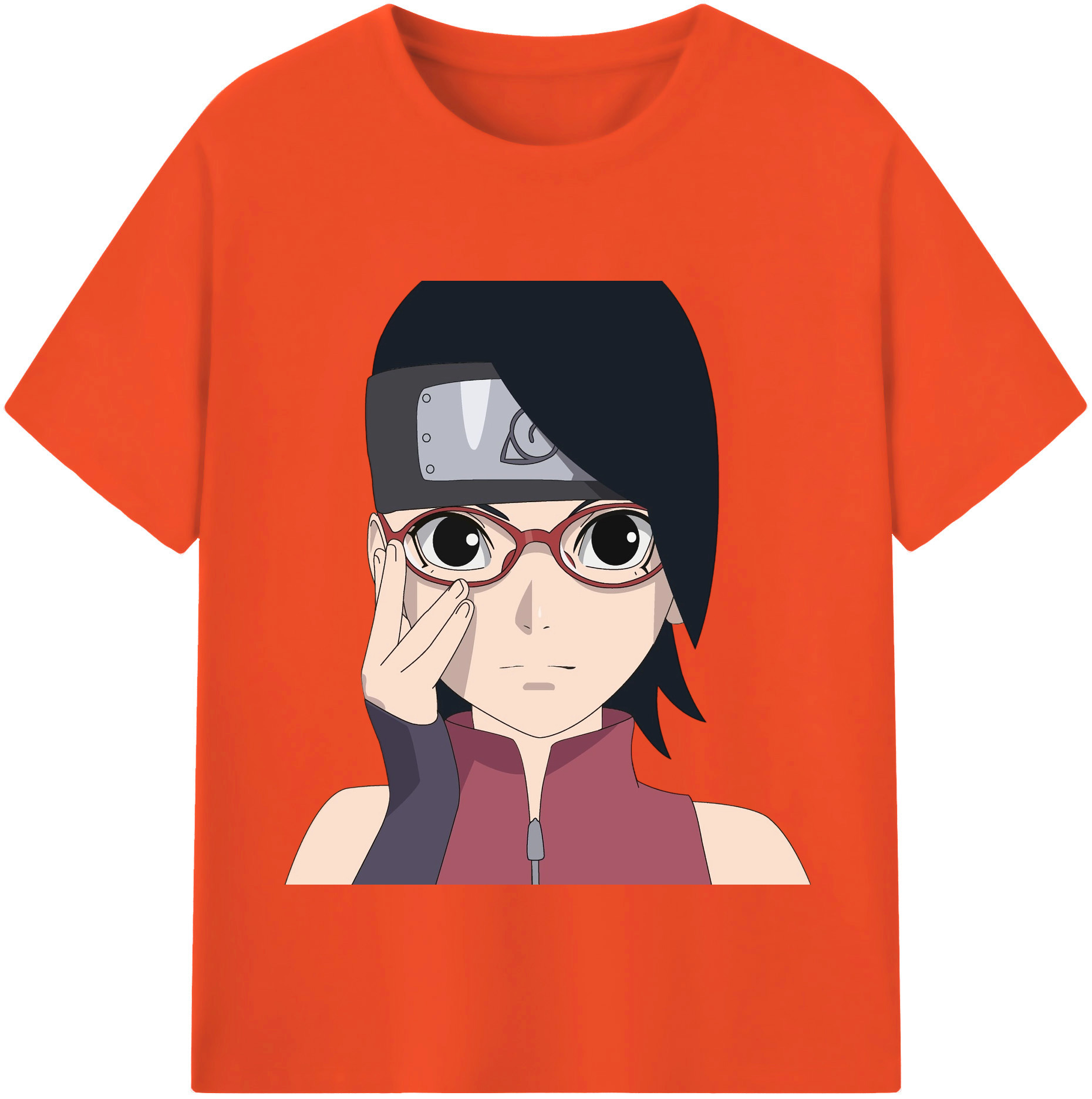 （画像用） NARUTO -ナルト- うちは サラダ Uchiha Sarada 綿100％半袖Tシャツ（フロントプリント）