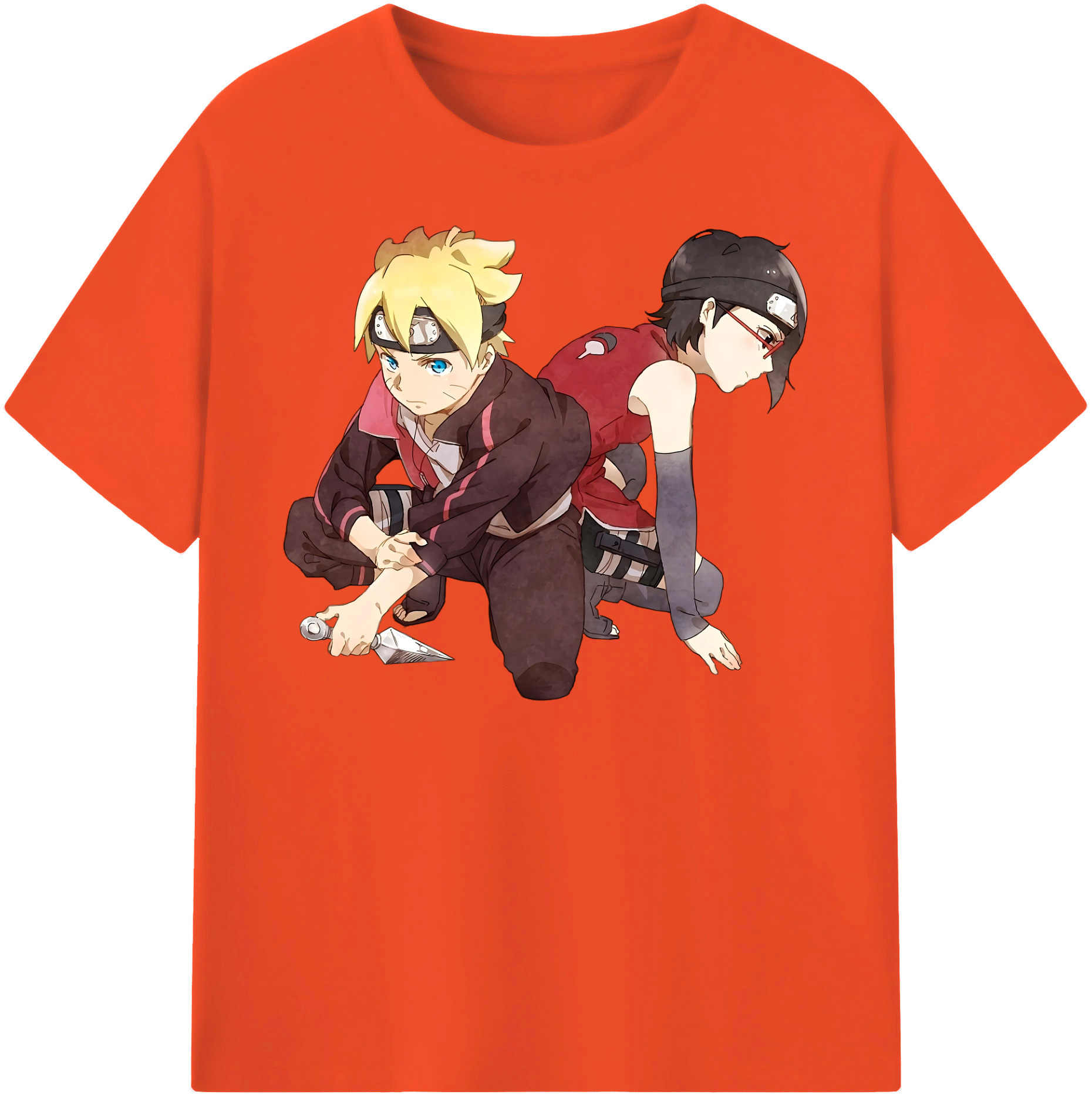 （画像用） NARUTO -ナルト- うちは サラダ Uchiha Sarada 綿100％半袖Tシャツ（フロントプリント）