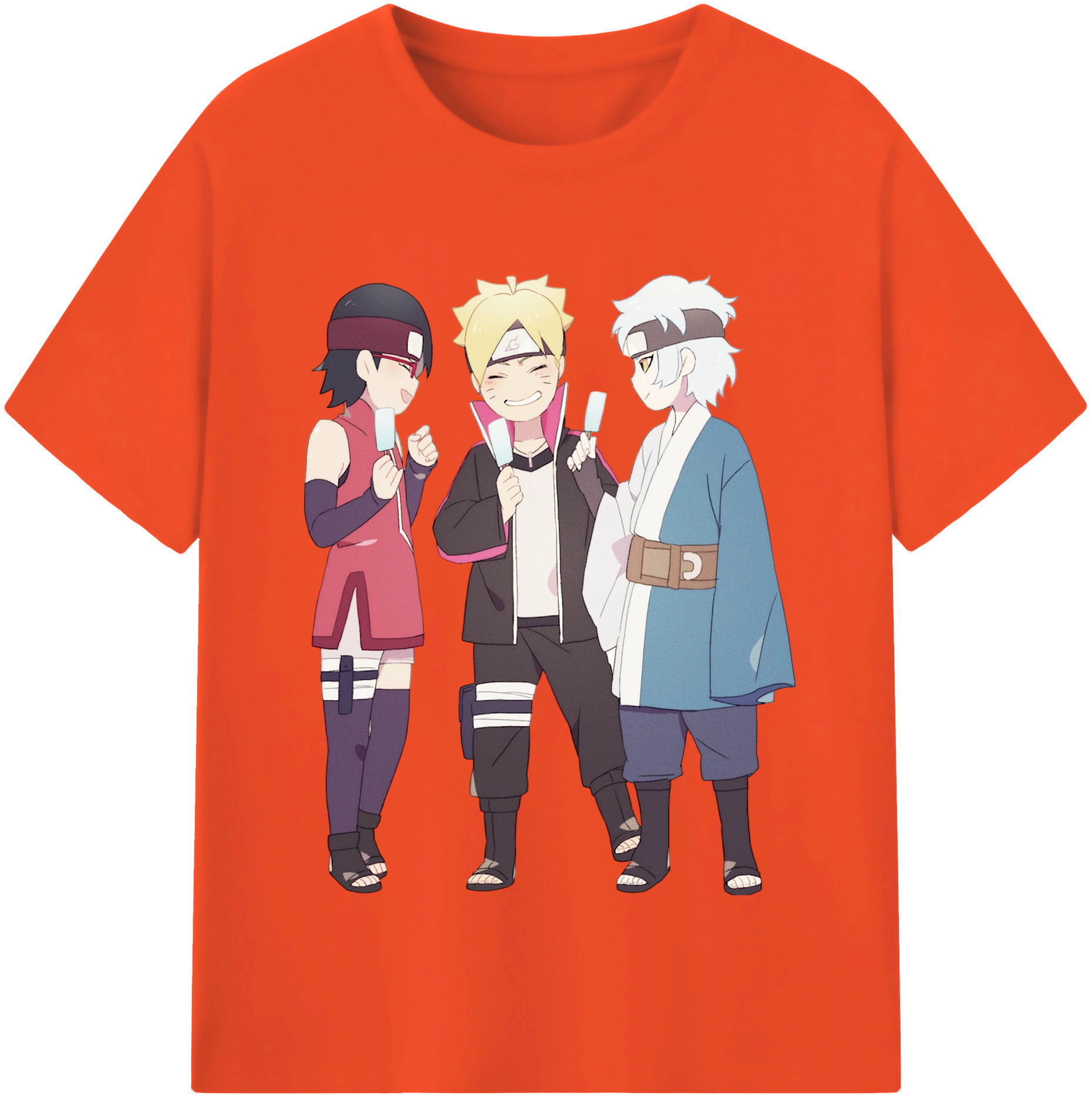 （画像用） NARUTO -ナルト- うちは サラダ Uchiha Sarada 綿100％半袖Tシャツ（フロントプリント）