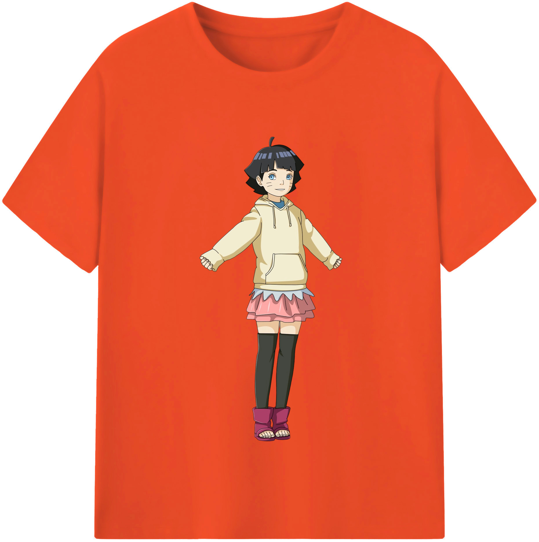 （画像用） NARUTO -ナルト- うずまき ヒマワリ Uzumaki Himawari 綿100％半袖Tシャツ（フロントプリント）