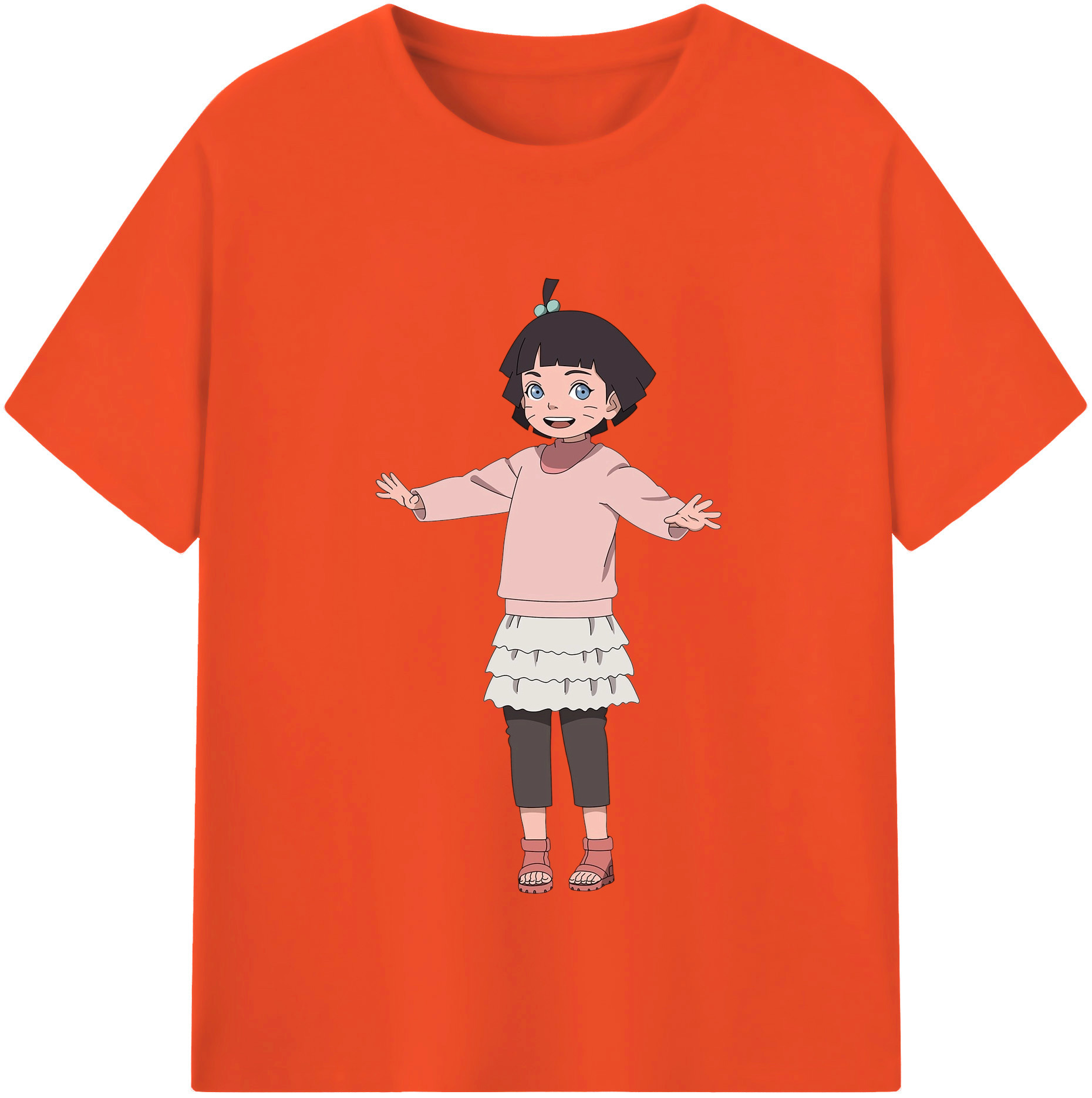 （画像用） NARUTO -ナルト- うずまき ヒマワリ Uzumaki Himawari 綿100％半袖Tシャツ（フロントプリント）