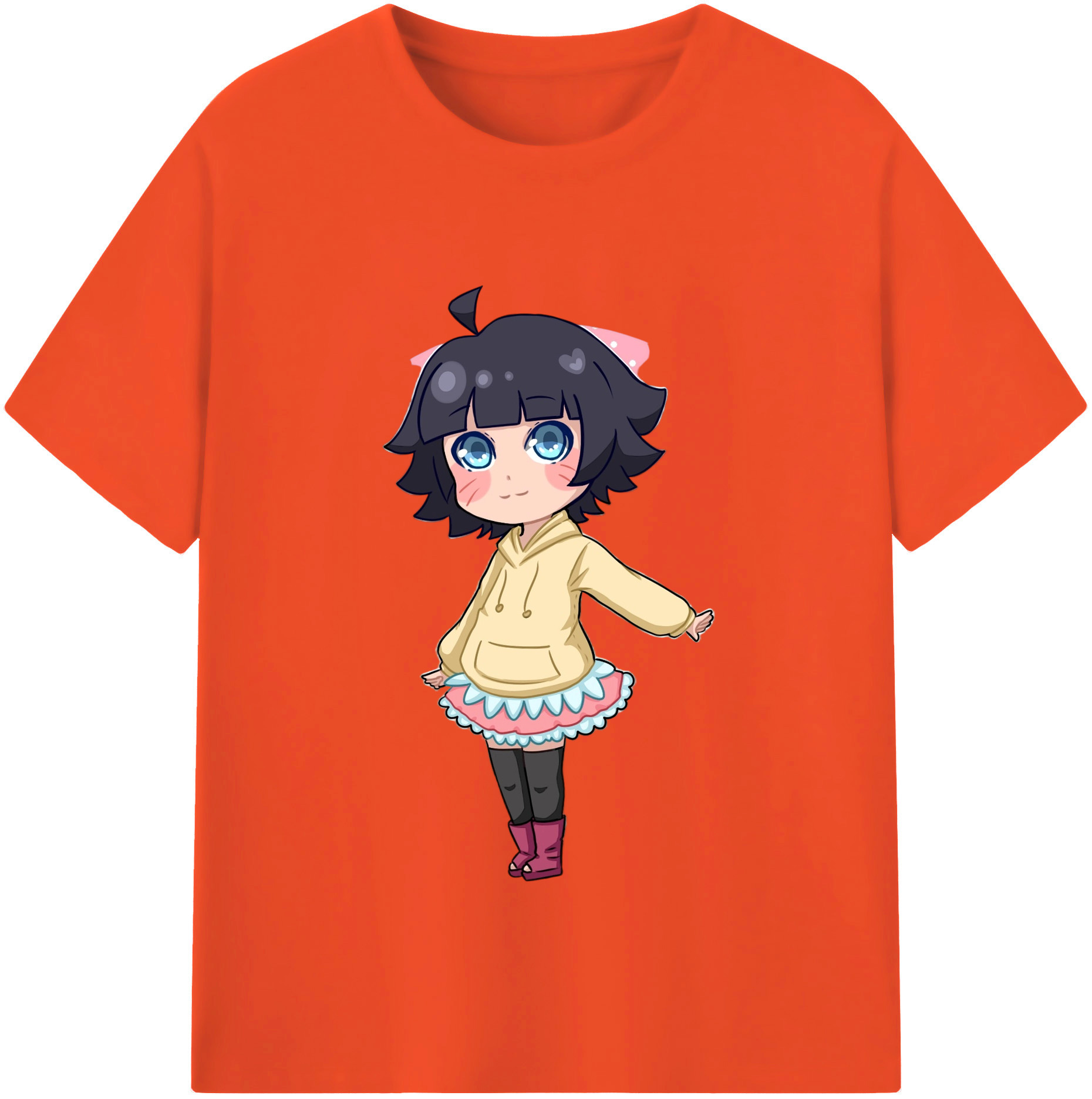 （画像用） NARUTO -ナルト- うずまき ヒマワリ Uzumaki Himawari 綿100％半袖Tシャツ（フロントプリント）