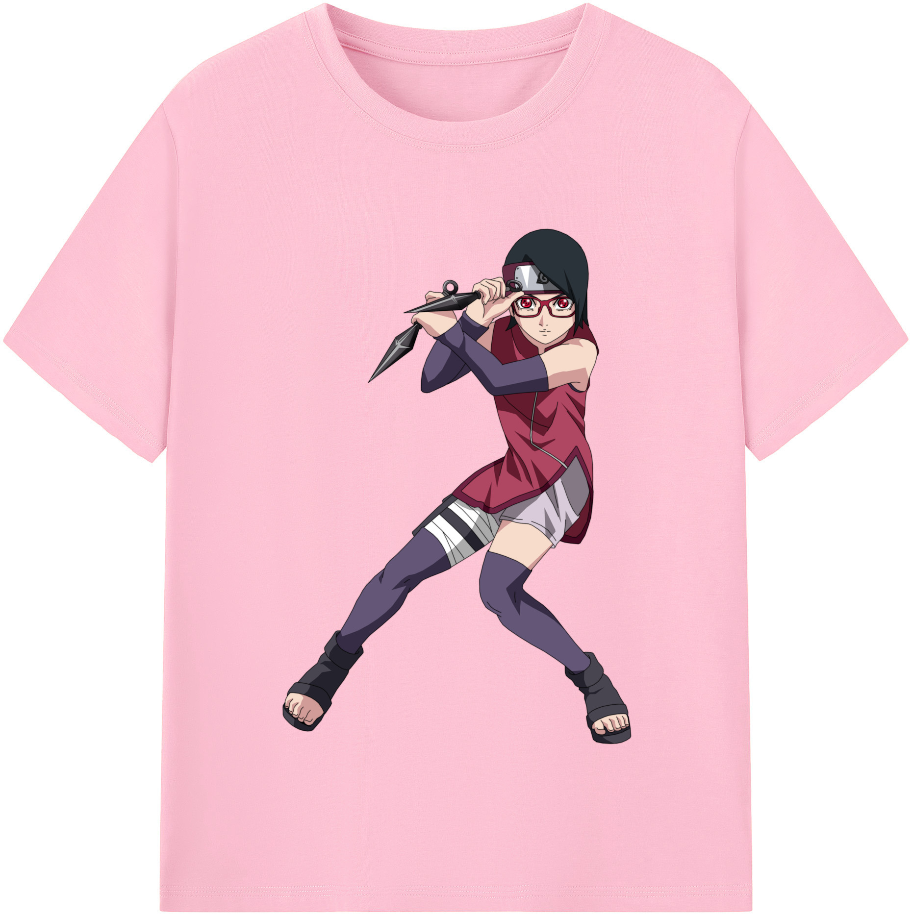 （画像用） NARUTO -ナルト- うちは サラダ Uchiha Sarada 綿100％半袖Tシャツ（フロントプリント）
