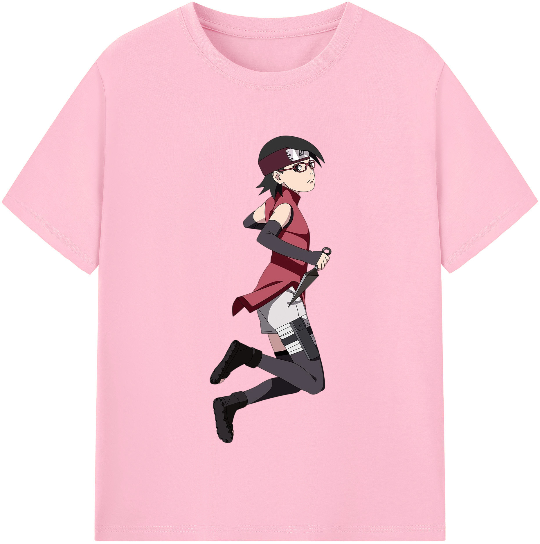 （画像用） NARUTO -ナルト- うちは サラダ Uchiha Sarada 綿100％半袖Tシャツ（フロントプリント）