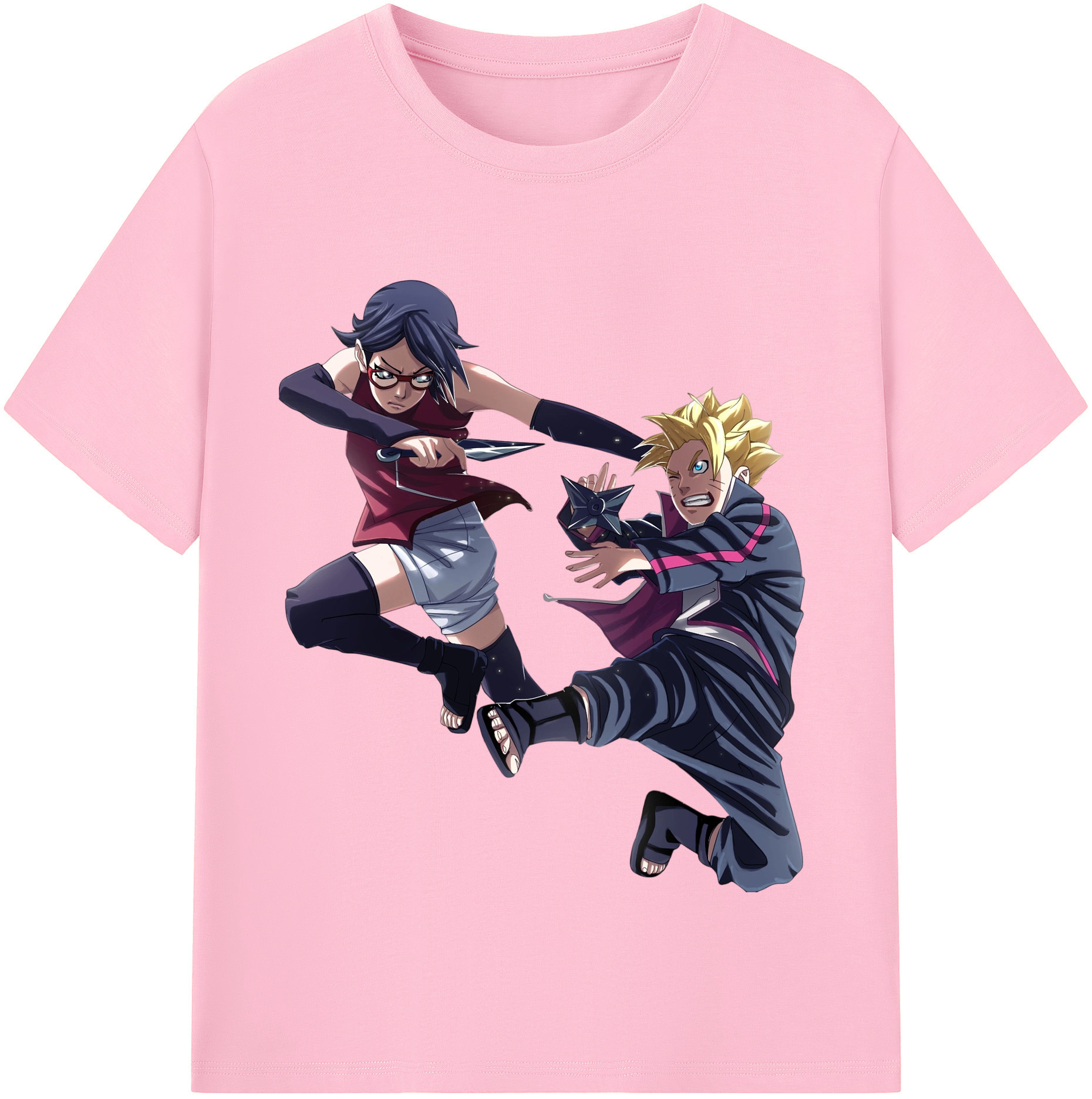 （画像用） NARUTO -ナルト- うちは サラダ Uchiha Sarada 綿100％半袖Tシャツ（フロントプリント）
