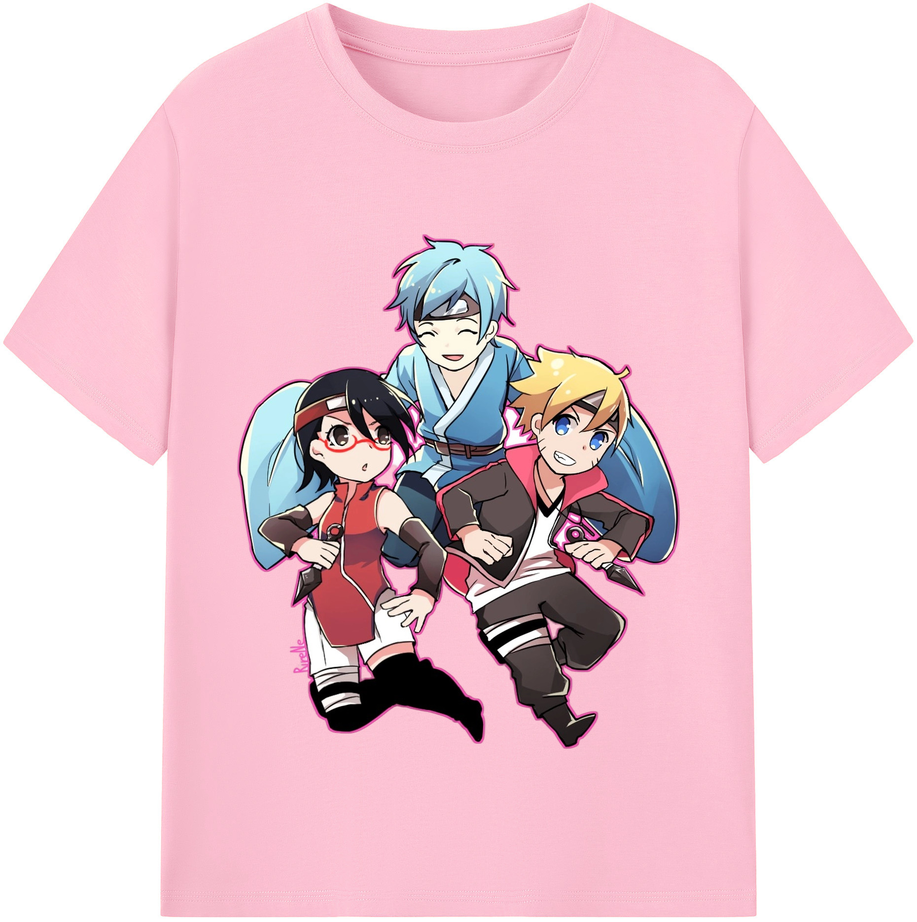 （画像用） NARUTO -ナルト- うちは サラダ Uchiha Sarada 綿100％半袖Tシャツ（フロントプリント）