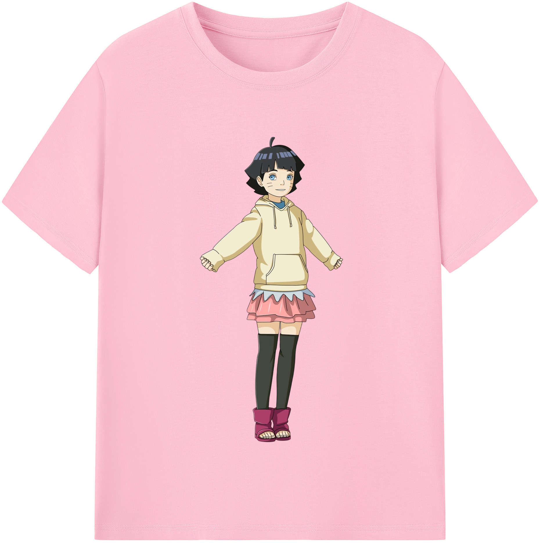 （画像用） NARUTO -ナルト- うずまき ヒマワリ Uzumaki Himawari 綿100％半袖Tシャツ（フロントプリント）