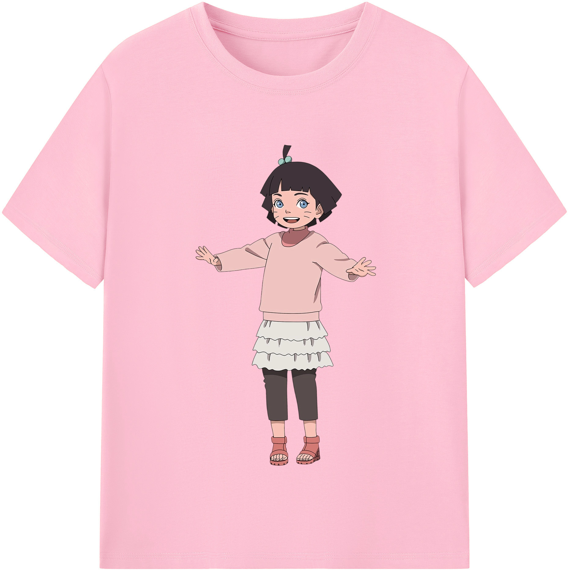 （画像用） NARUTO -ナルト- うずまき ヒマワリ Uzumaki Himawari 綿100％半袖Tシャツ（フロントプリント）