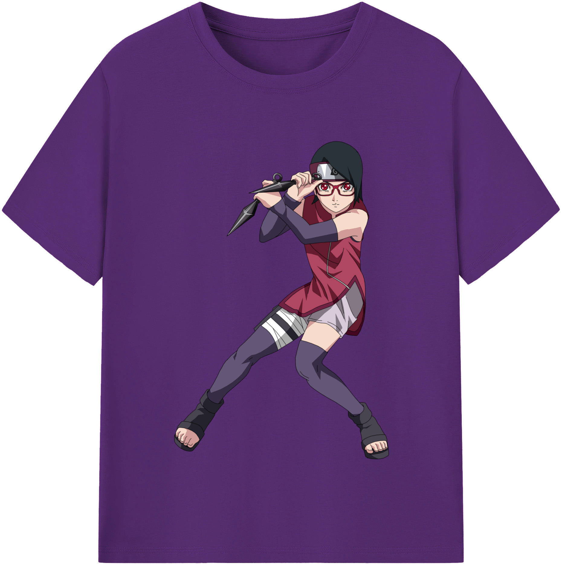 （画像用） NARUTO -ナルト- うちは サラダ Uchiha Sarada 綿100％半袖Tシャツ（フロントプリント）