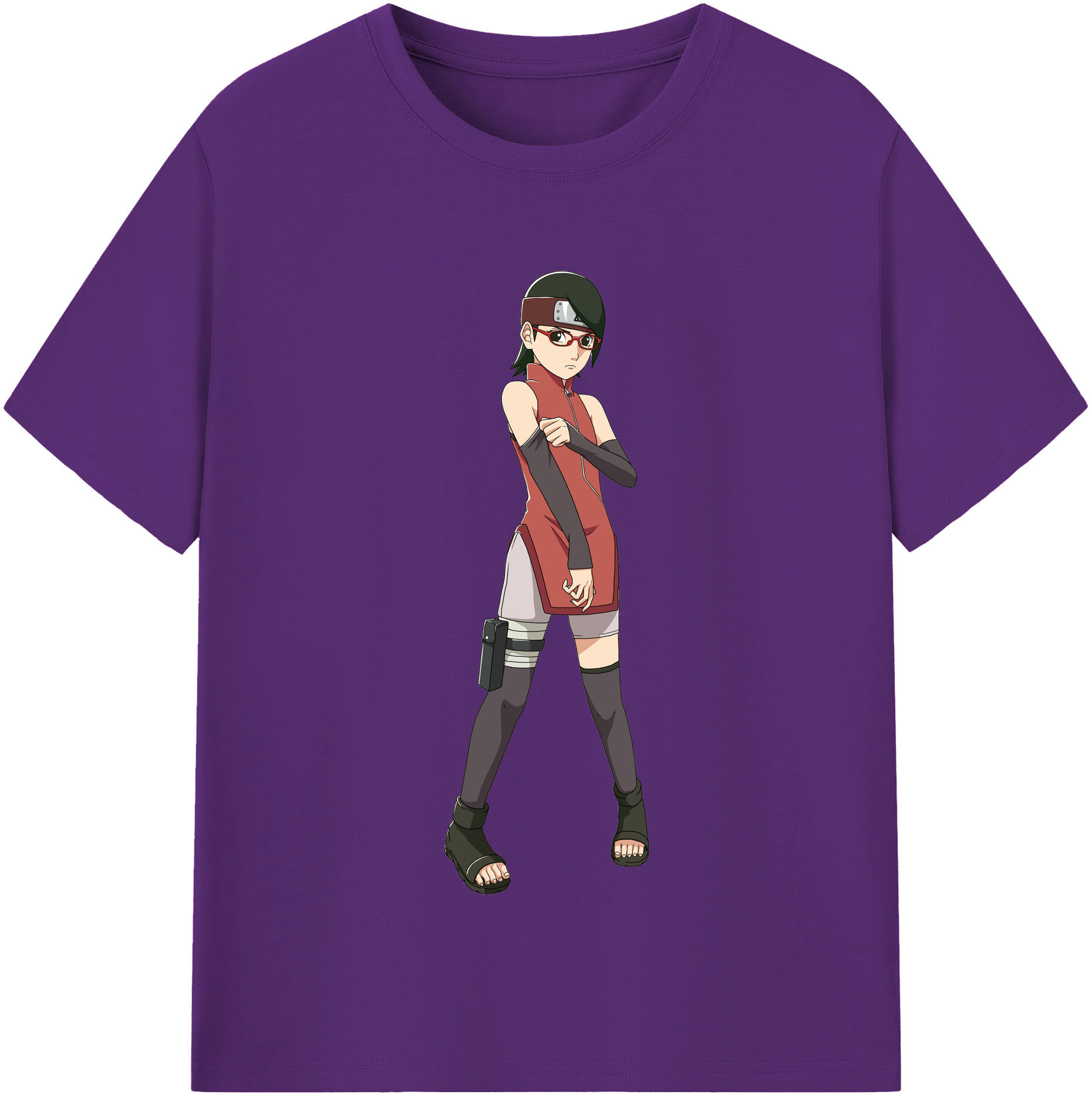 （画像用） NARUTO -ナルト- うちは サラダ Uchiha Sarada 綿100％半袖Tシャツ（フロントプリント）