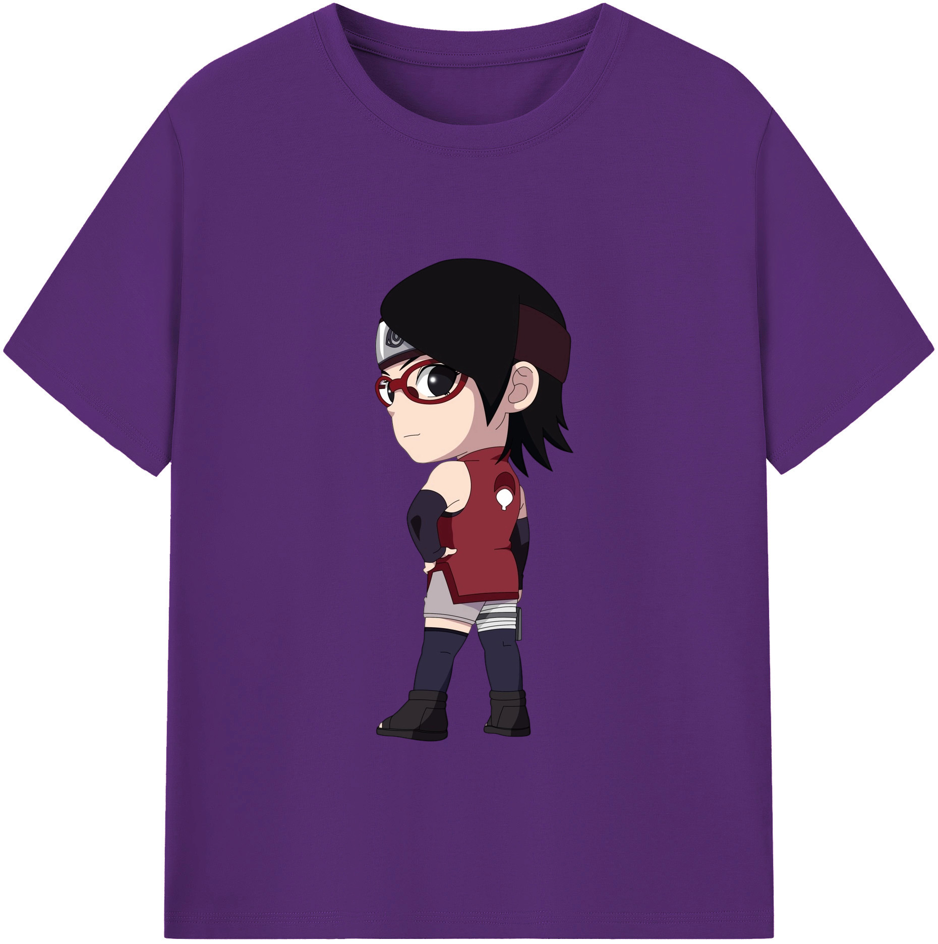 （画像用） NARUTO -ナルト- うちは サラダ Uchiha Sarada 綿100％半袖Tシャツ（フロントプリント）