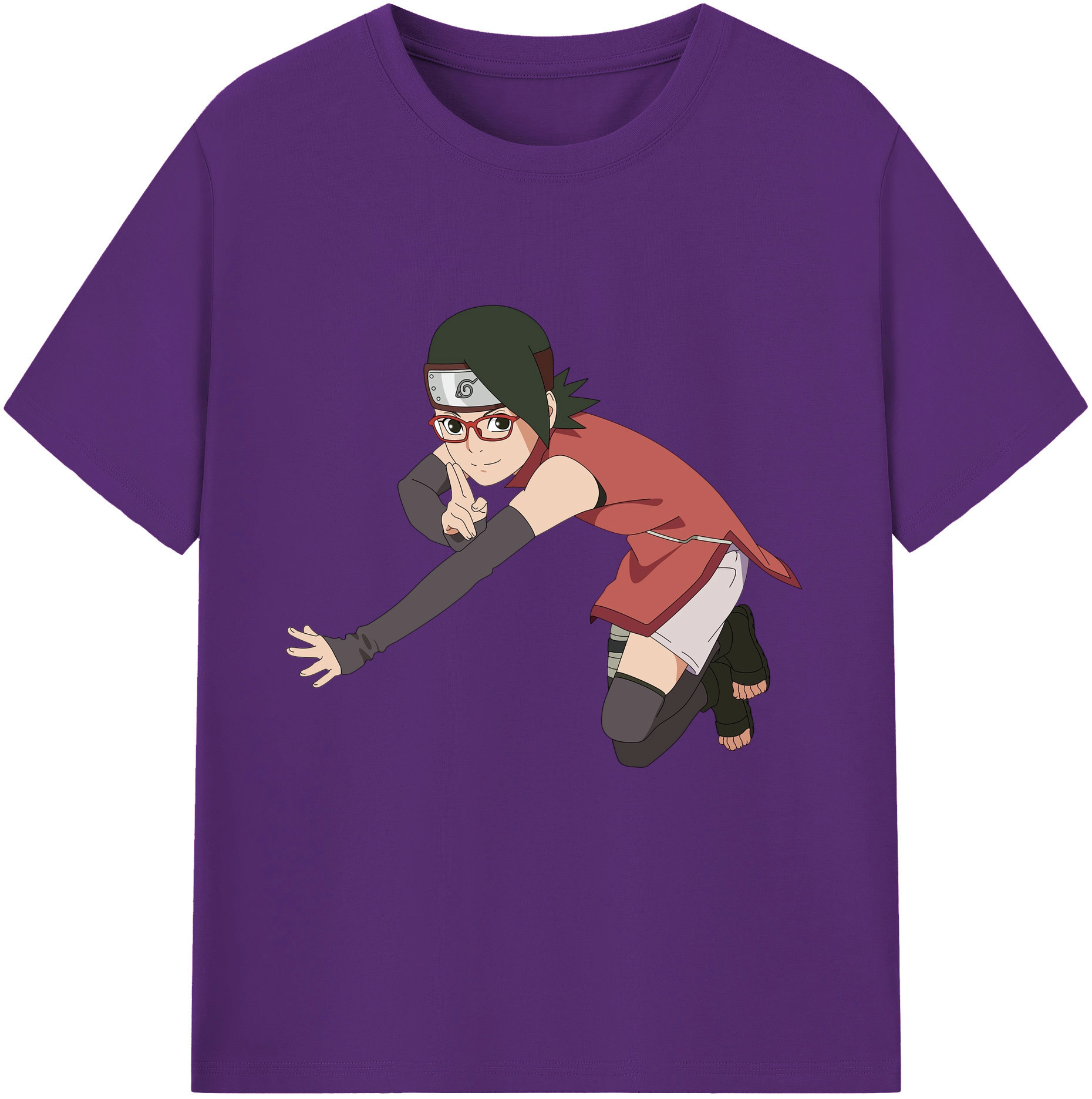 （画像用） NARUTO -ナルト- うちは サラダ Uchiha Sarada 綿100％半袖Tシャツ（フロントプリント）