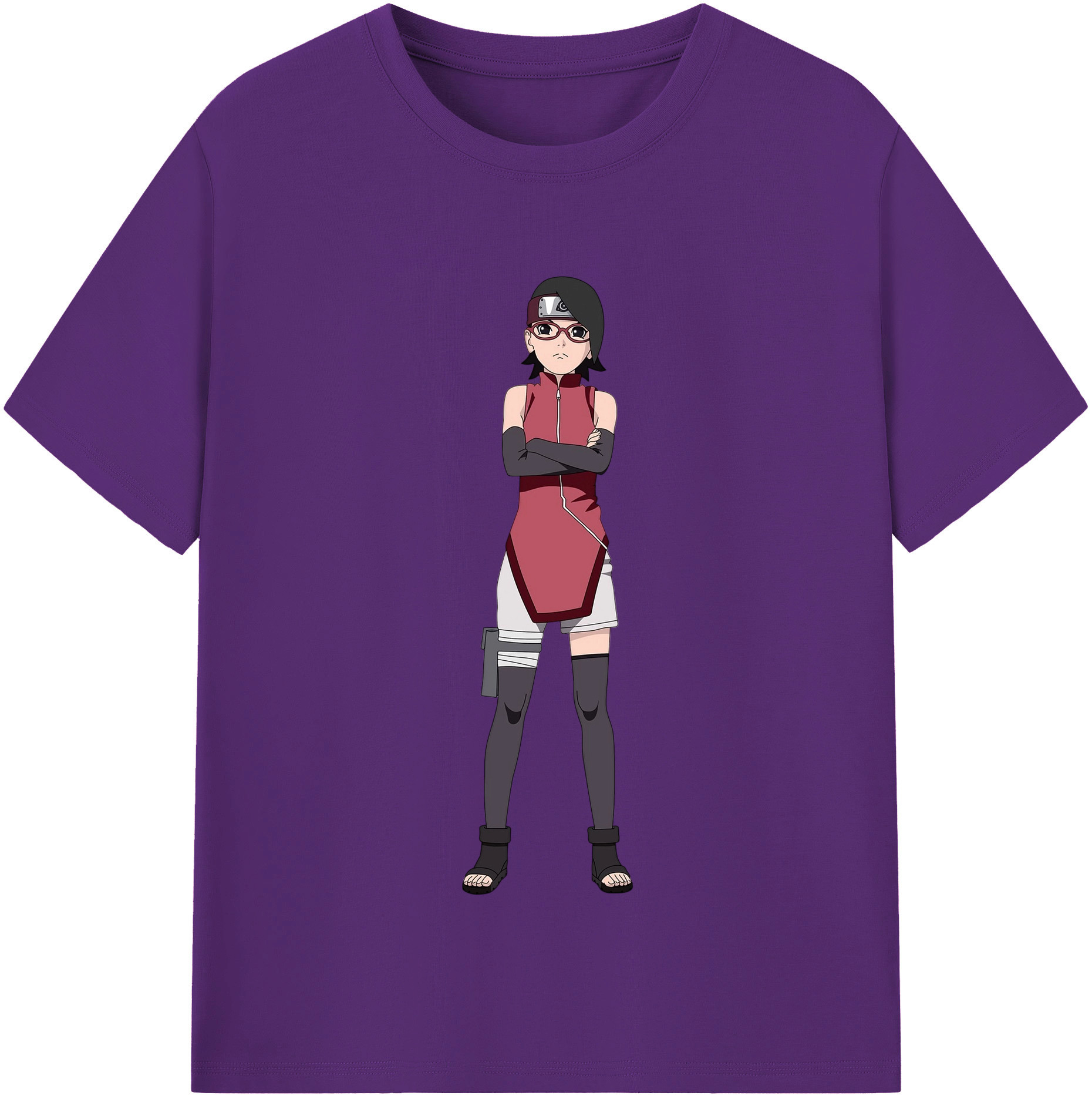 （画像用） NARUTO -ナルト- うちは サラダ Uchiha Sarada 綿100％半袖Tシャツ（フロントプリント）