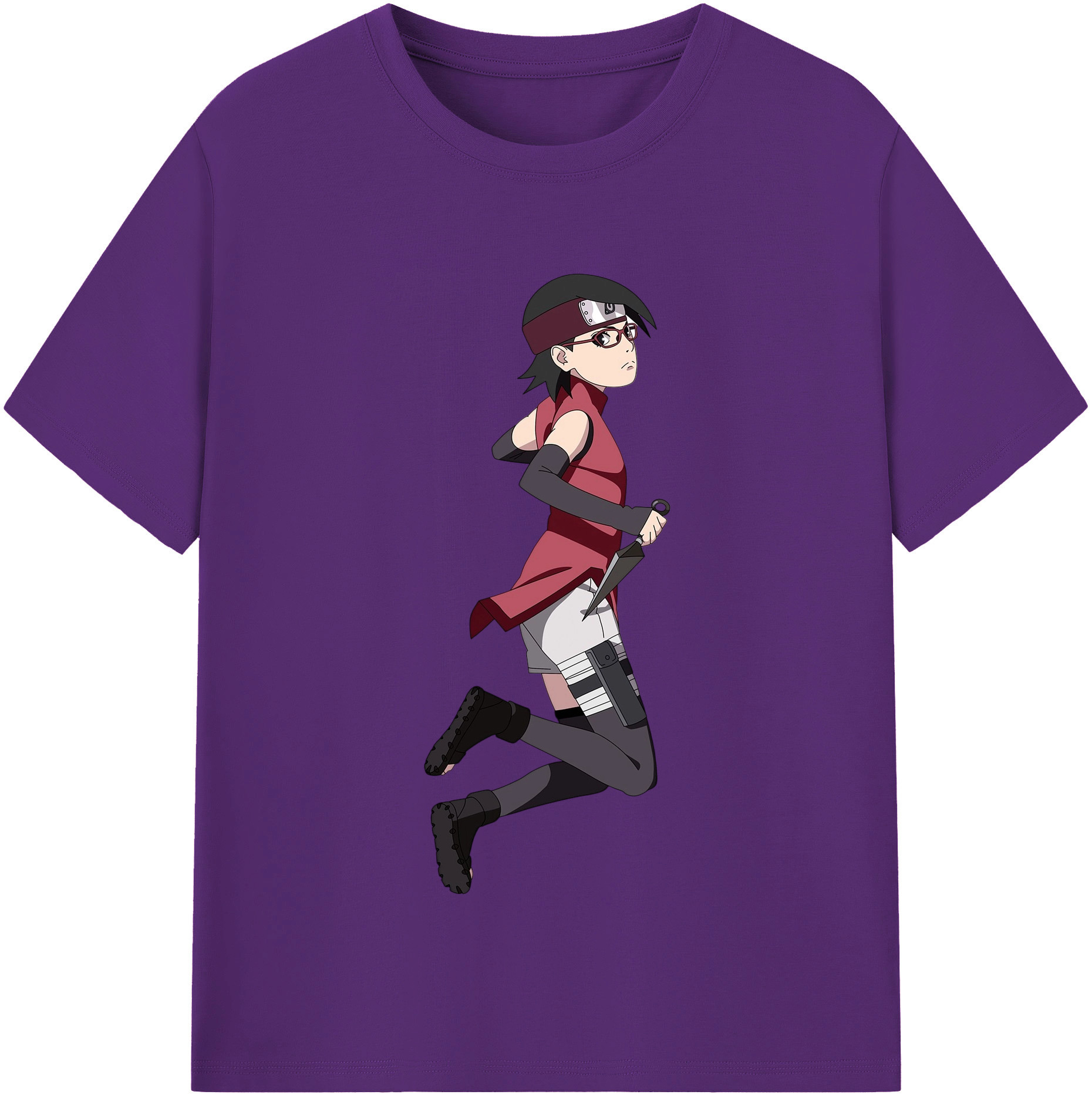（画像用） NARUTO -ナルト- うちは サラダ Uchiha Sarada 綿100％半袖Tシャツ（フロントプリント）