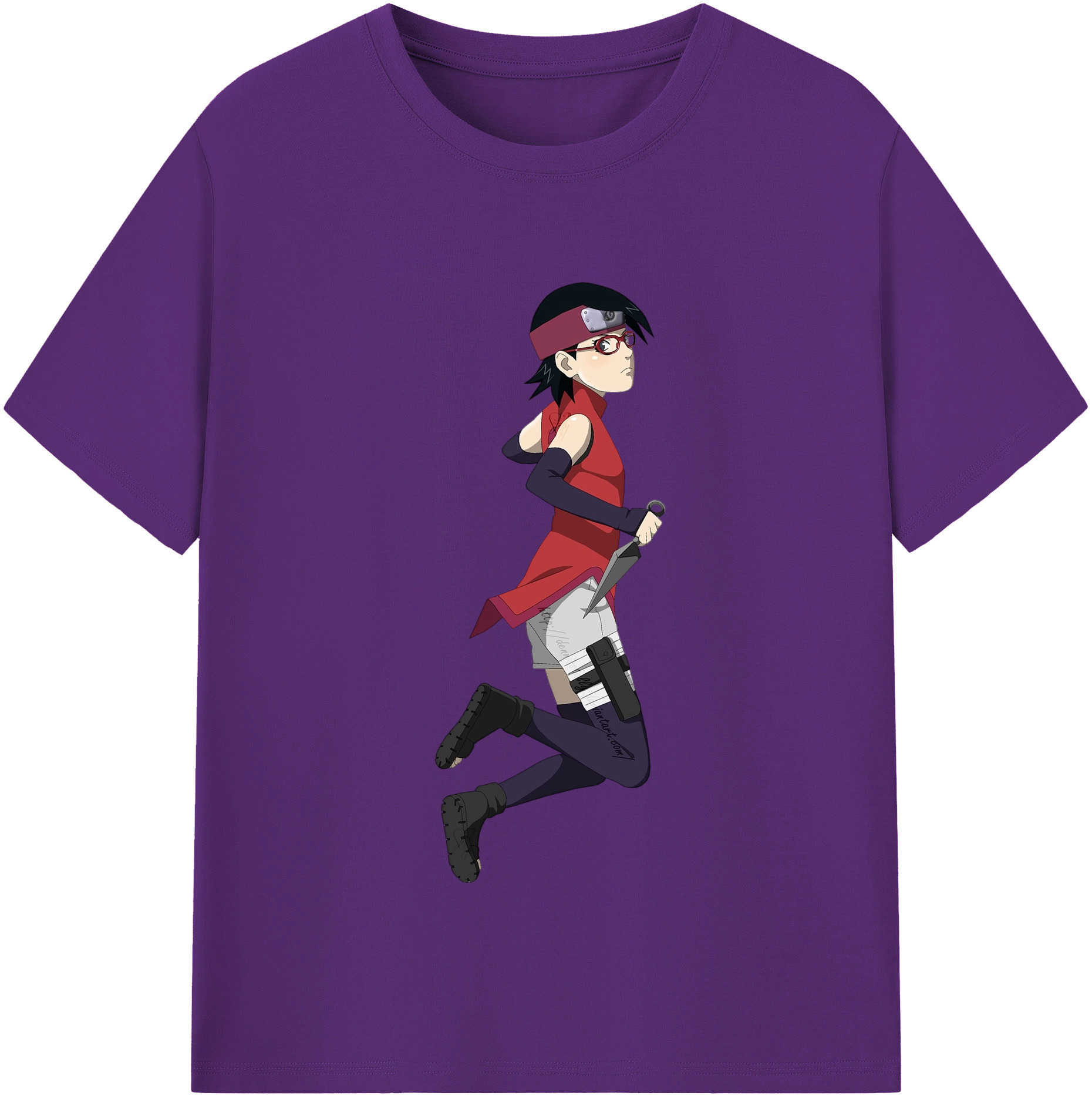 （画像用） NARUTO -ナルト- うちは サラダ Uchiha Sarada 綿100％半袖Tシャツ（フロントプリント）