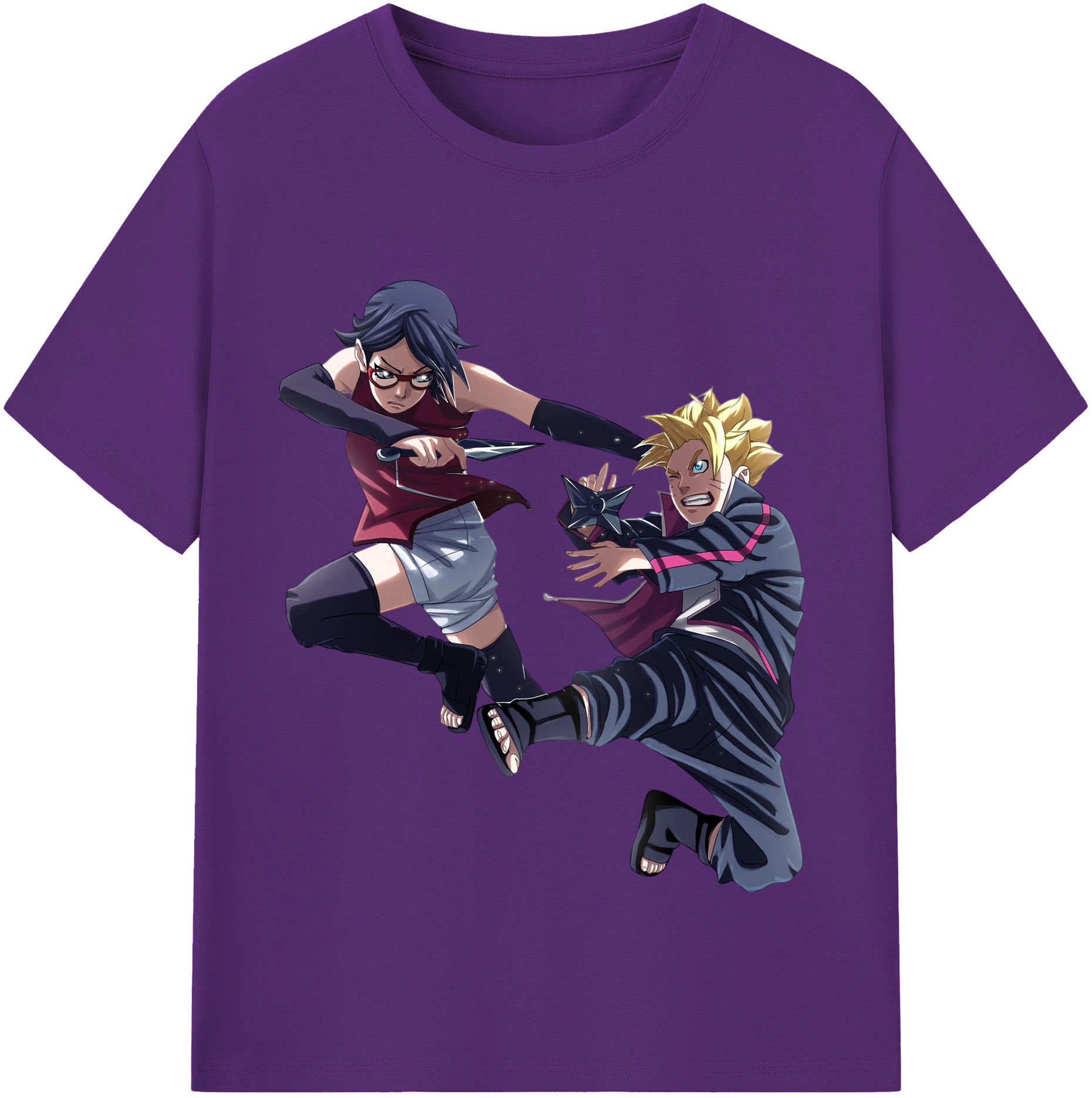 （画像用） NARUTO -ナルト- うちは サラダ Uchiha Sarada 綿100％半袖Tシャツ（フロントプリント）