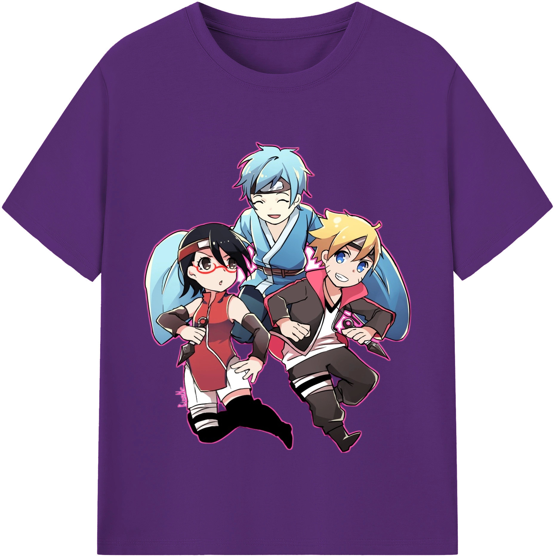 （画像用） NARUTO -ナルト- うちは サラダ Uchiha Sarada 綿100％半袖Tシャツ（フロントプリント）