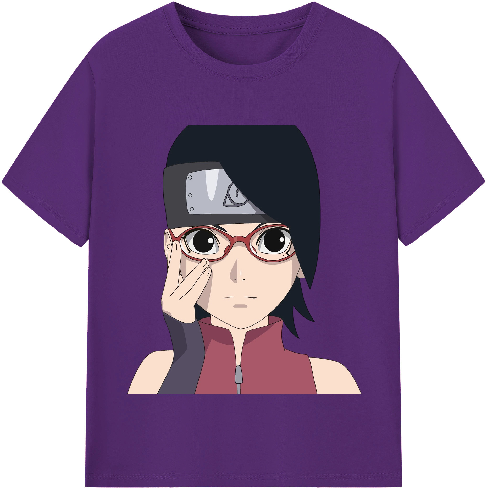 （画像用） NARUTO -ナルト- うちは サラダ Uchiha Sarada 綿100％半袖Tシャツ（フロントプリント）