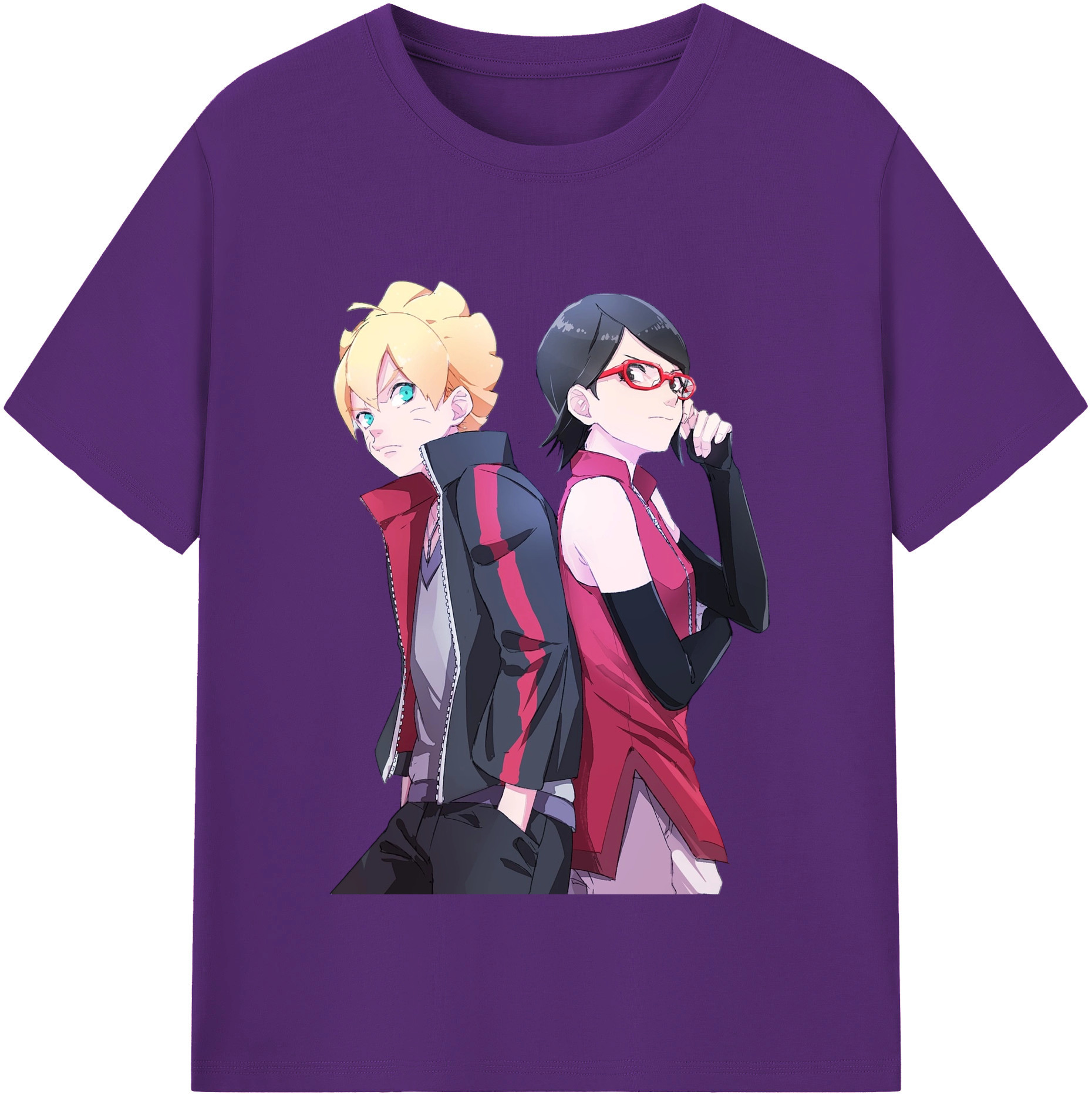 （画像用） NARUTO -ナルト- うちは サラダ Uchiha Sarada 綿100％半袖Tシャツ（フロントプリント）