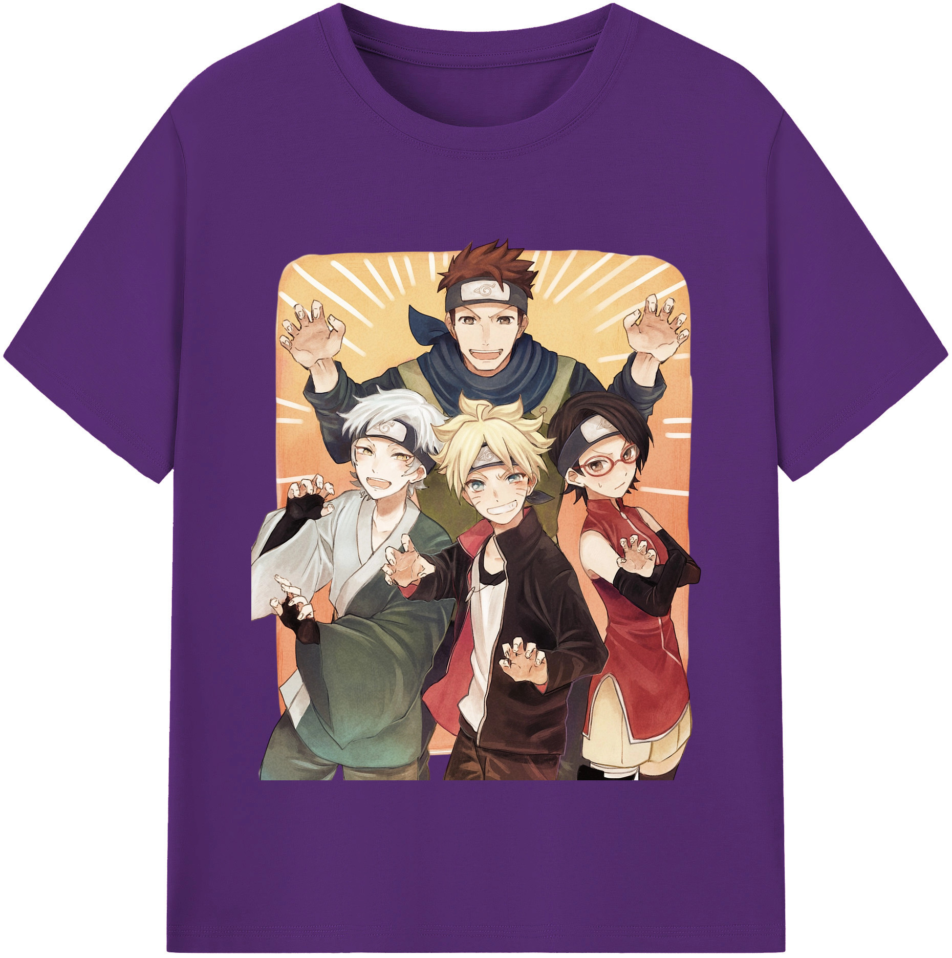 （画像用） NARUTO -ナルト- うちは サラダ Uchiha Sarada 綿100％半袖Tシャツ（フロントプリント）